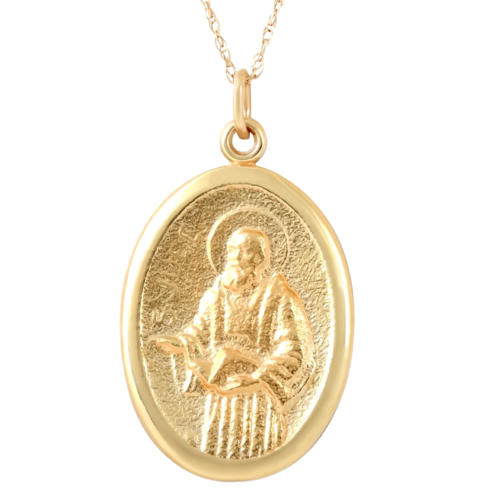 14k White or Yellow Gold St. Jude Medal Pendant 1' Tall 3 Grams