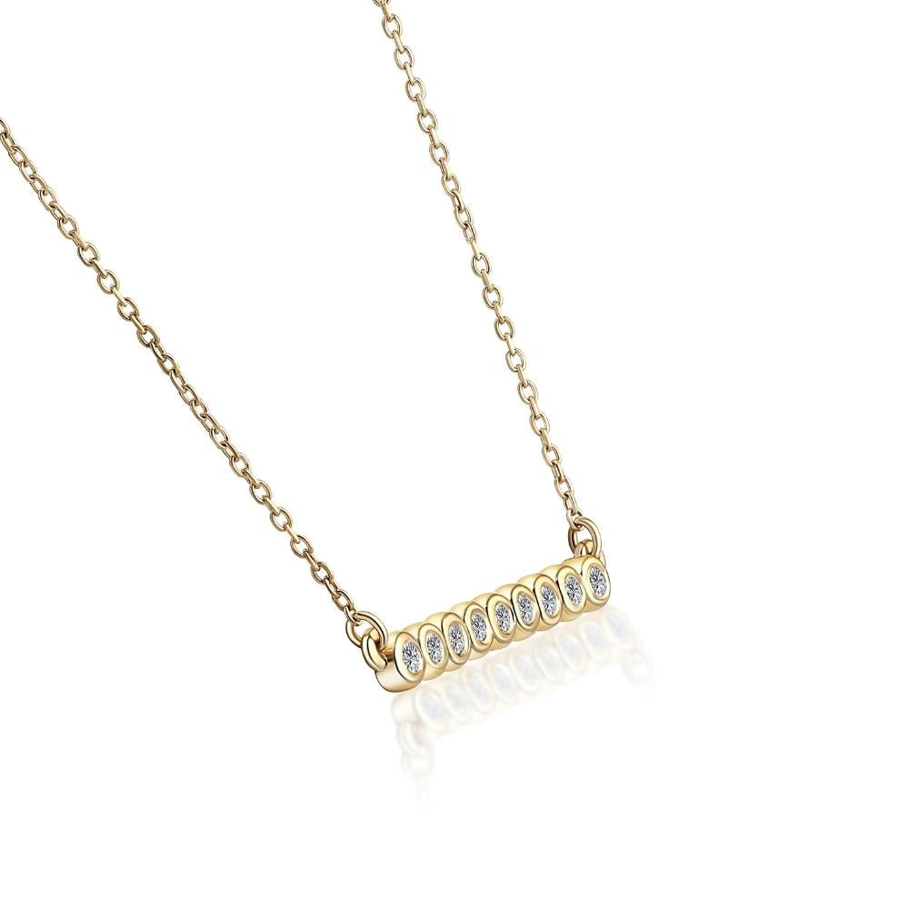 1/2 CT Bar Pendant Diamond Necklace in 14K Yellow Gold