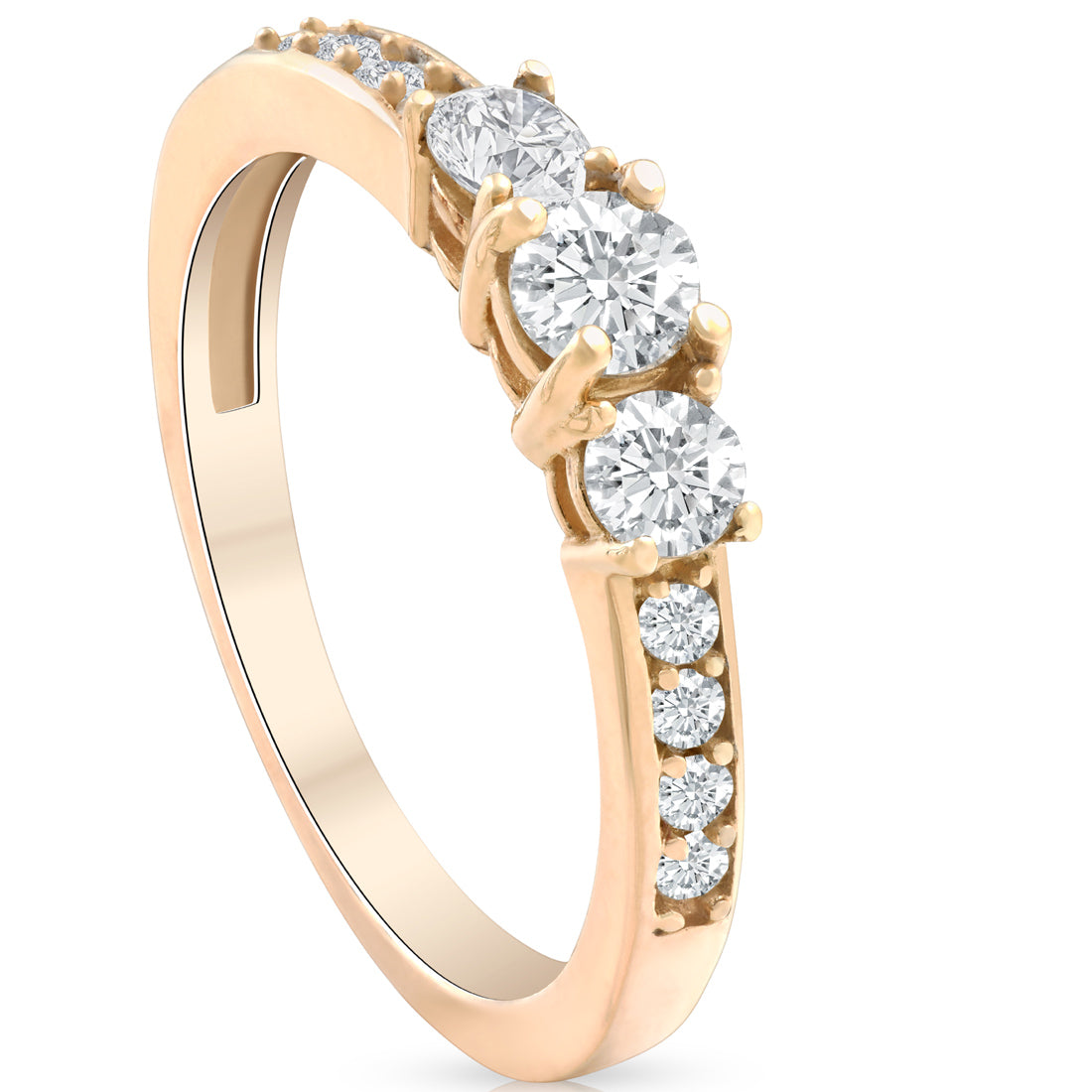 1/2 CT Diamond Three Stone Ring 14K Yellow Gold