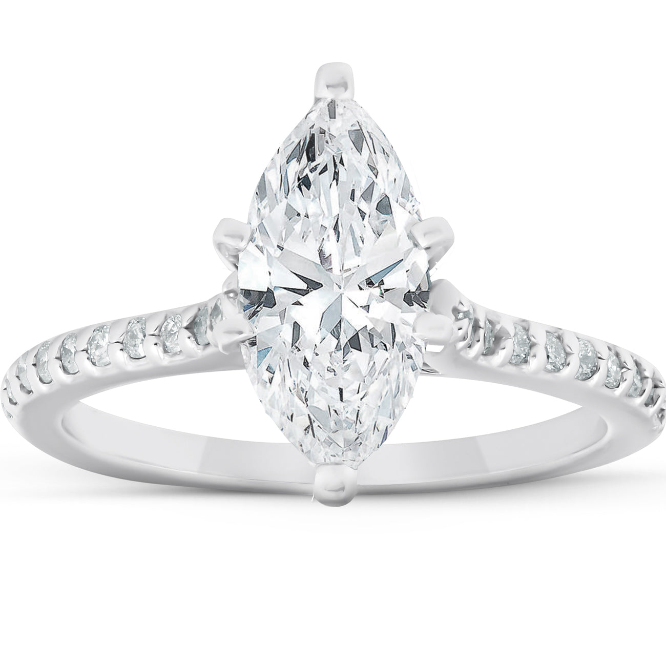 2 CT Marquise Diamond Engagement Ring 14k White Gold 6.5