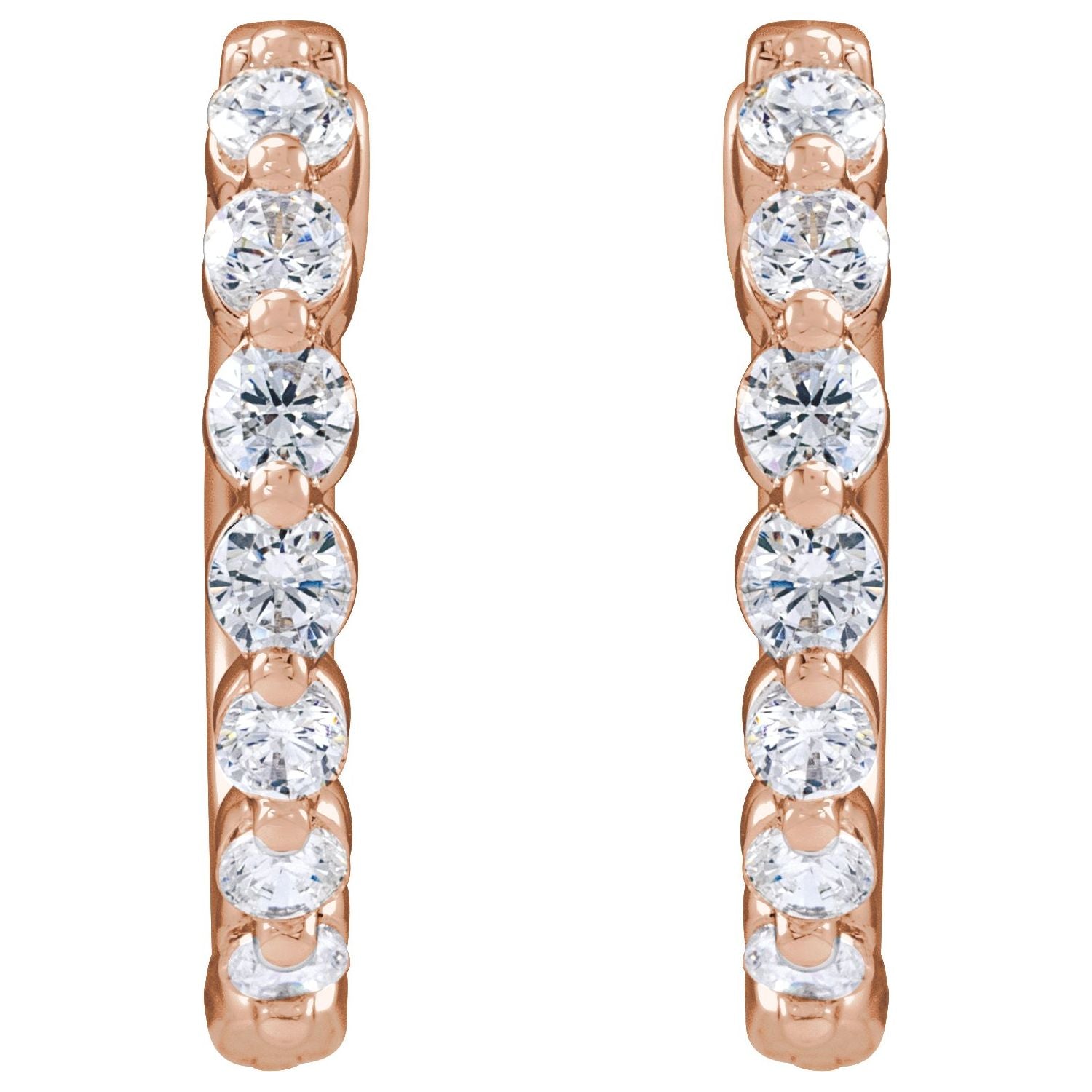 14K Gold 1/2ct Lab-grown Diamond Hoop Earrings Clarity SI Color G-H