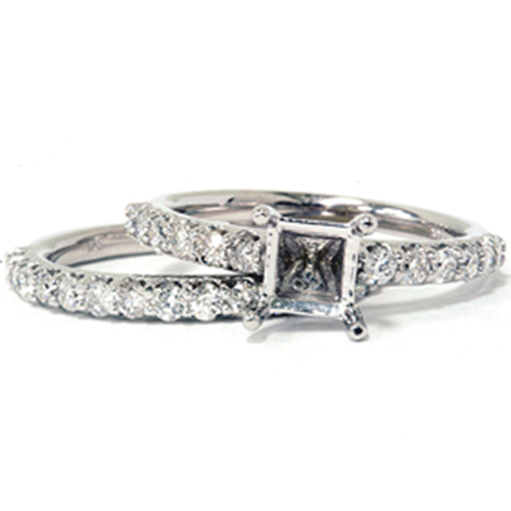 1ct SI Half Eternity Diamond Wedding Ring Set 14K White Gold