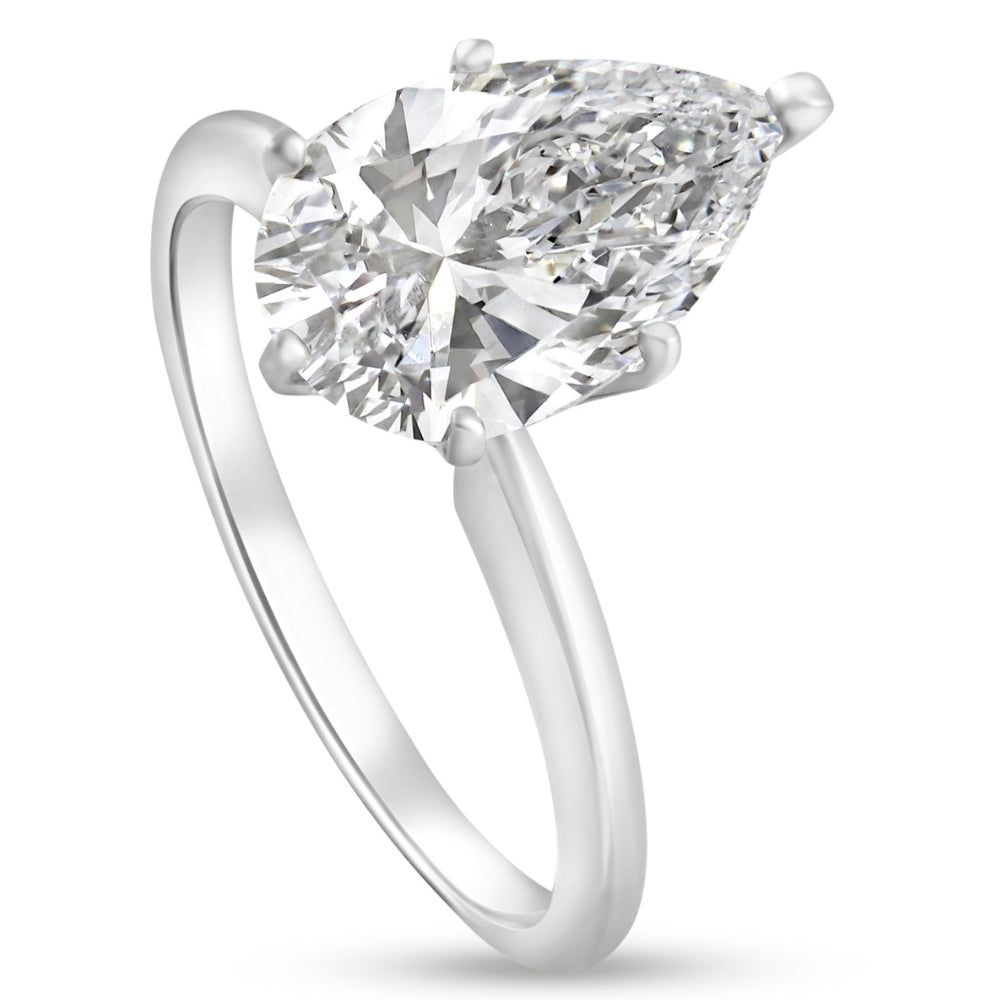 Certified 1.50Ct Pear Shape Diamond Solitaire Engagement Ring 14k Gold Lab Grown