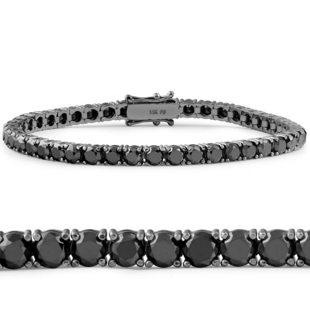 10 1/2 Ct Black Diamond Tennis Bracelet 14k Black Gold 7'