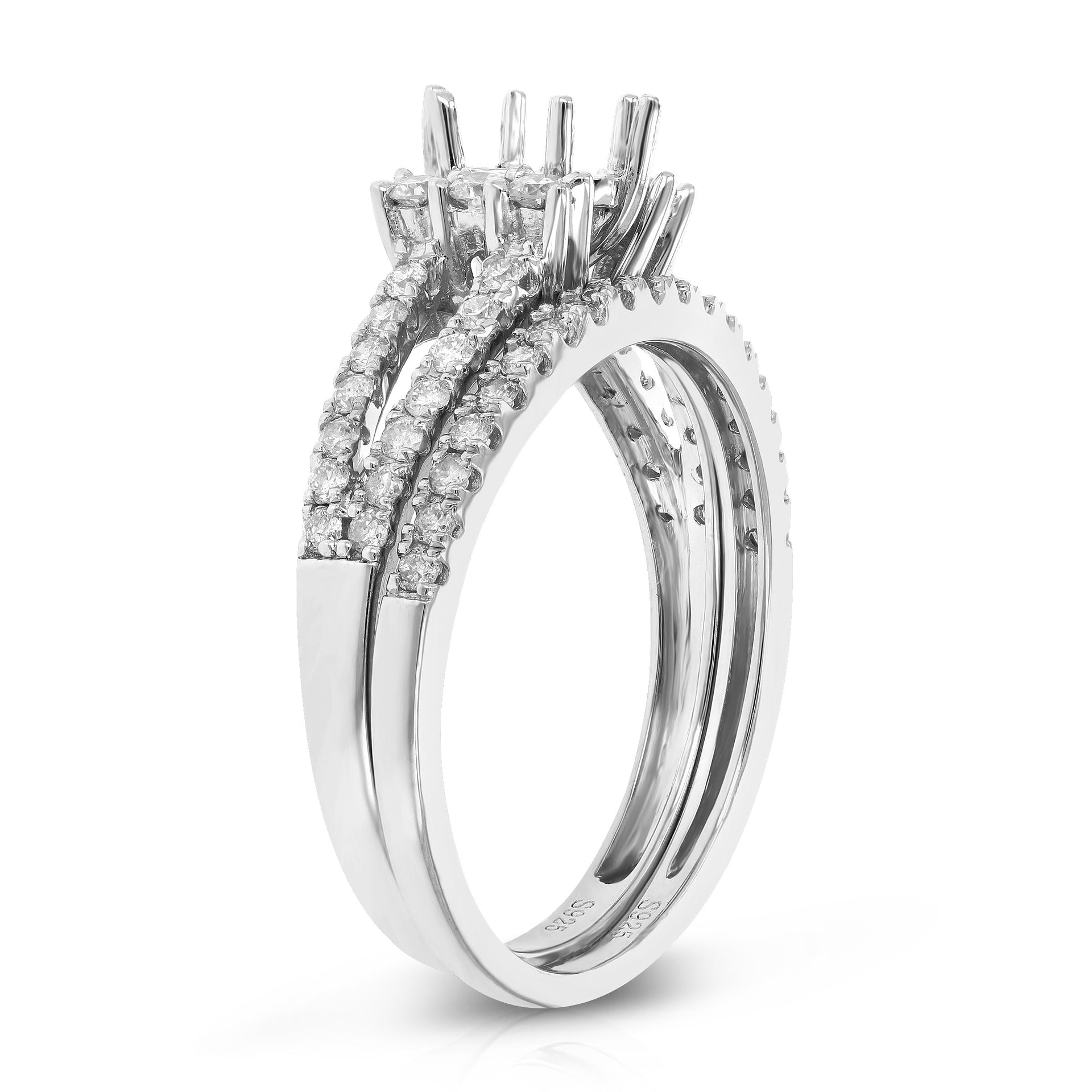 1/2 cttw Diamond Semi Mount Bridal Set with Marquise Center Silver