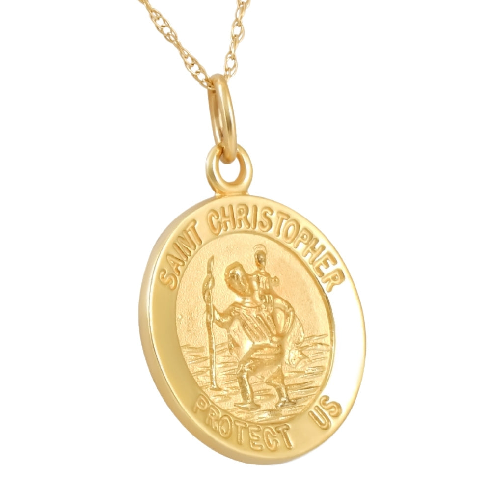 14k Yellow Gold St. Christopher Medal Pendant .5' Tall 1 Gram