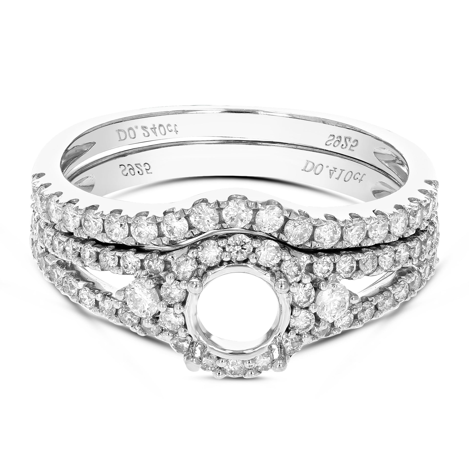 2/3 cttw Diamond Semi Mount Bridal Set Prong Set .925 Sterling Silver