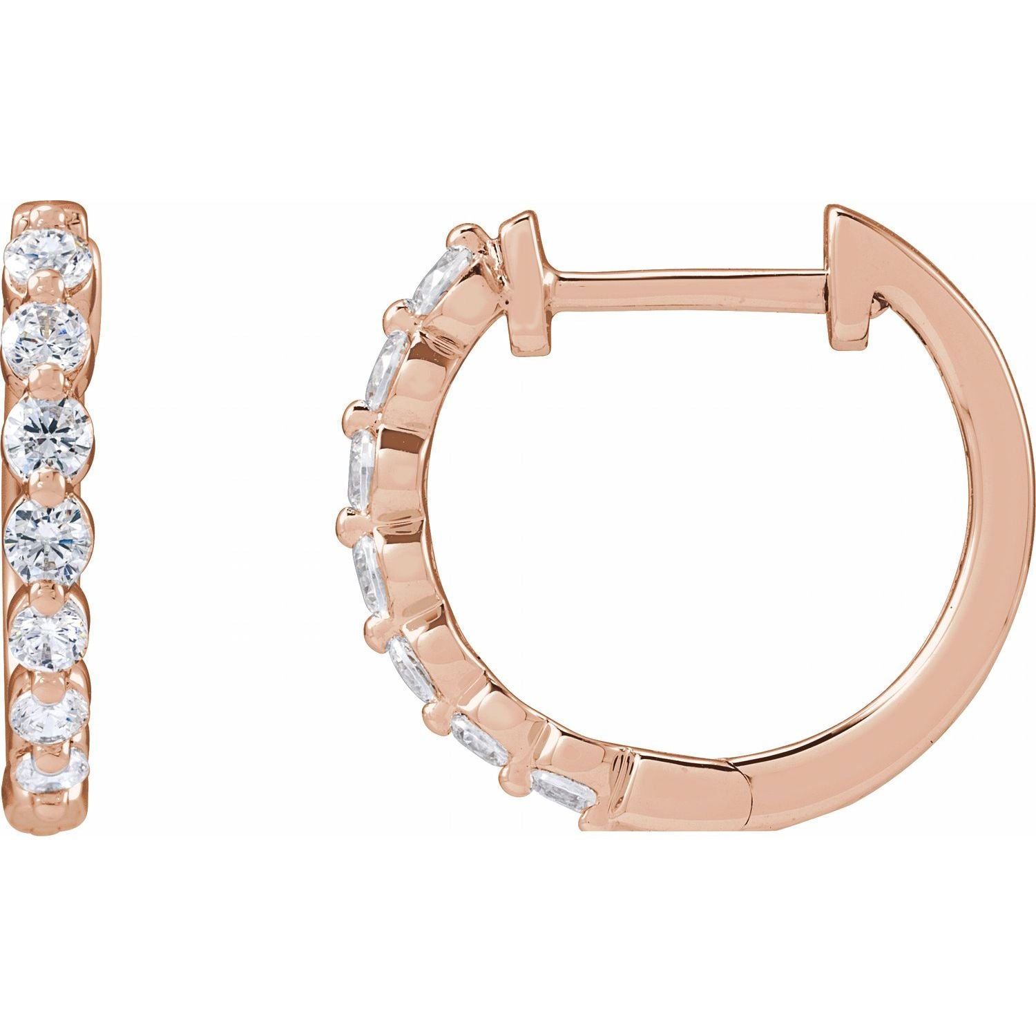 14K Gold 1/2ct Lab-grown Diamond Hoop Earrings Clarity SI Color G-H