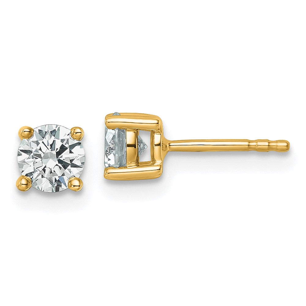 14k Yellow Gold 7/8 CT Round Lab Grown Diamond Stud Earrings VS Clarity G-H Color