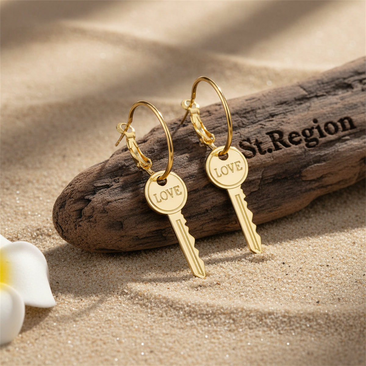 18K Gold-Plated 'Love' Key Drop Earrings