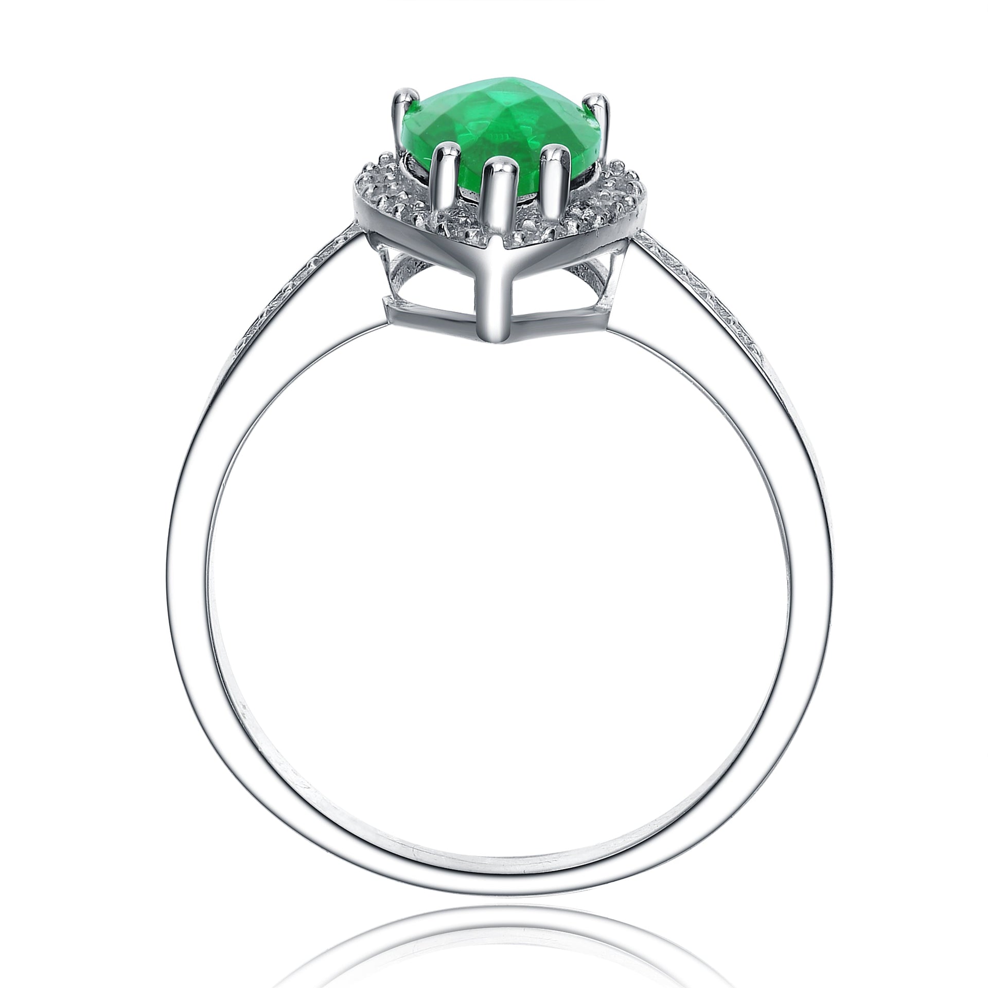 Sterling Silver Emerald Cubic Zirconia Solitaire Ring