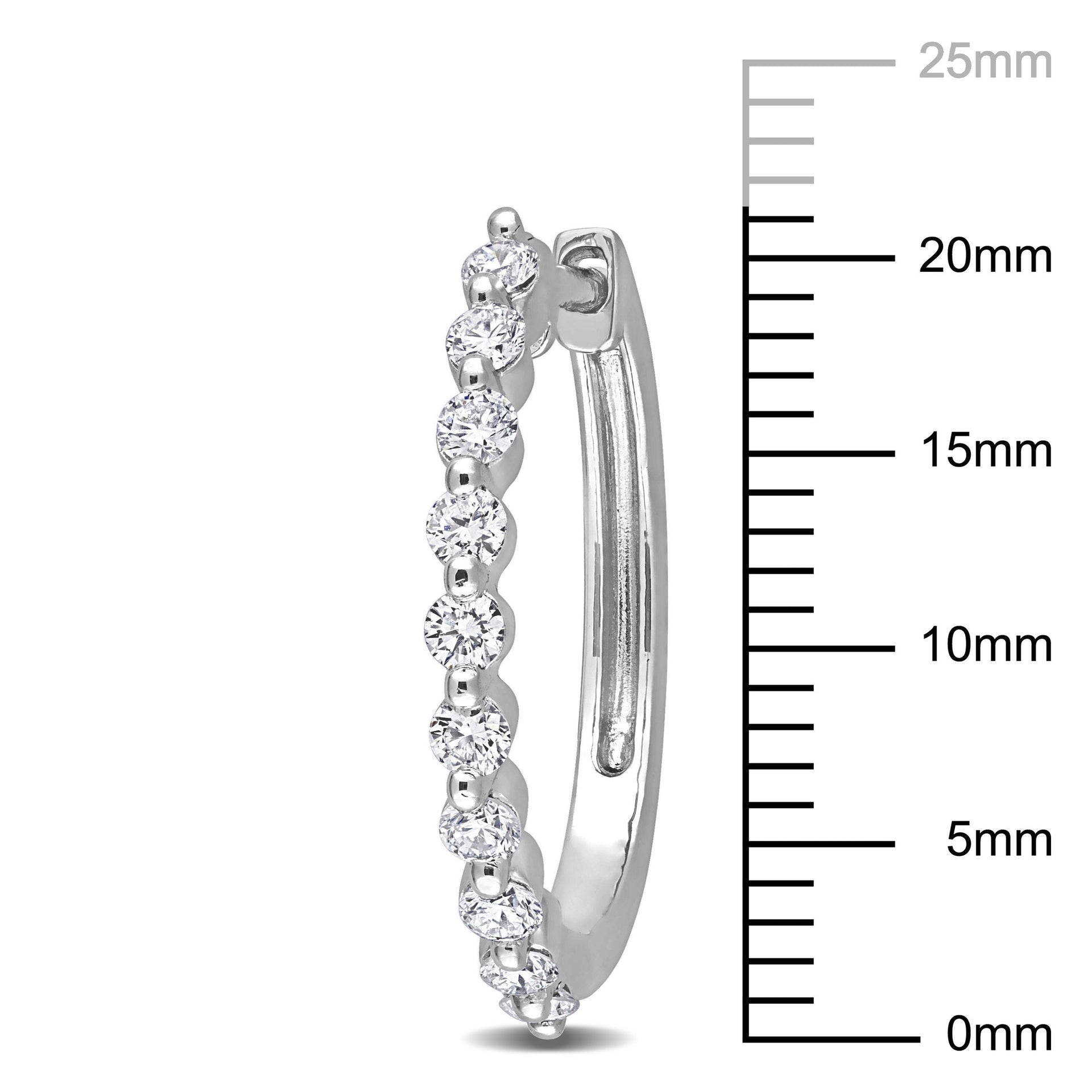 Created Forever 5/8 ct TW Lab-Grown Diamond Hoop Earrings in Platinum Silver