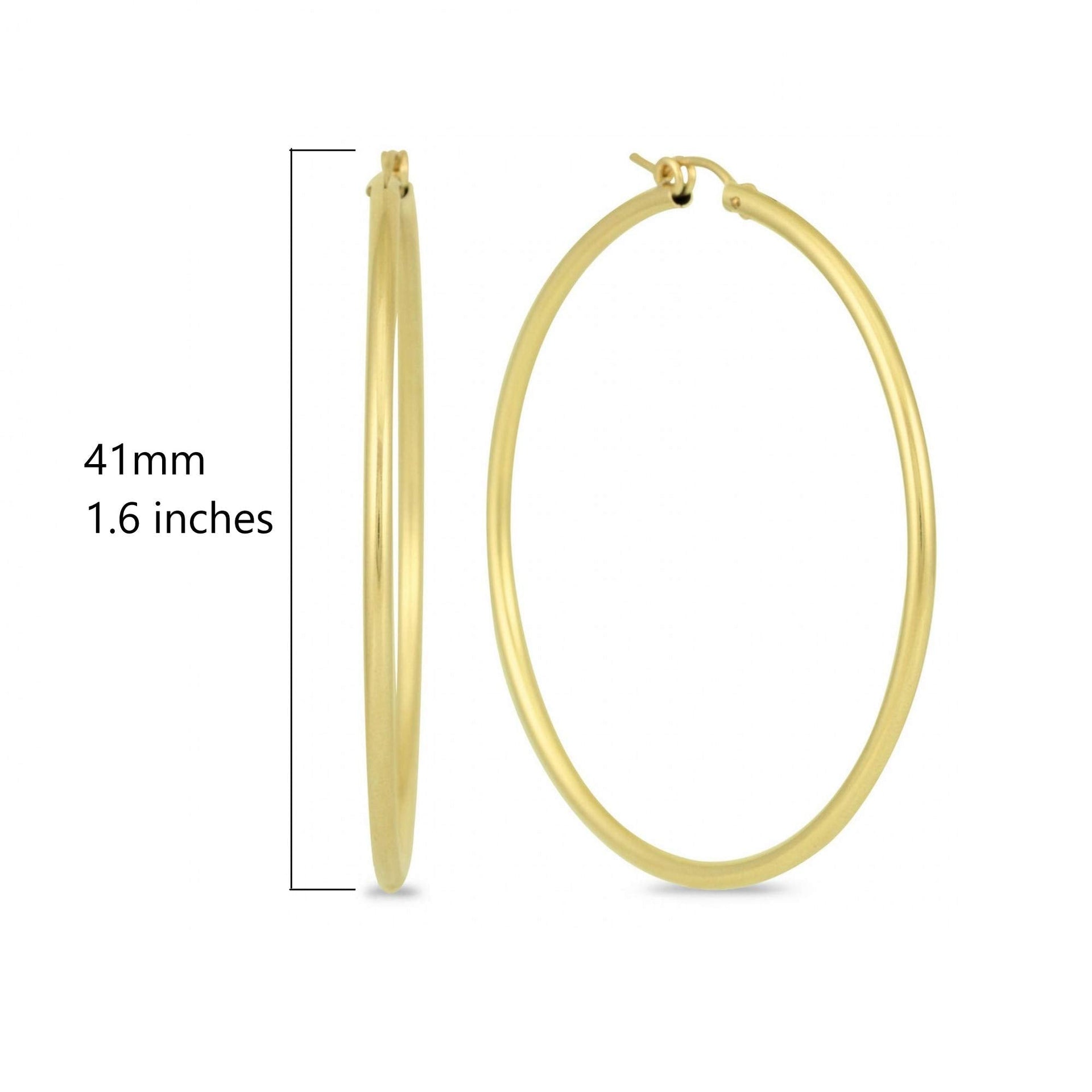 14k Yellow Gold 2MM Thick Tube Hoop Earrings