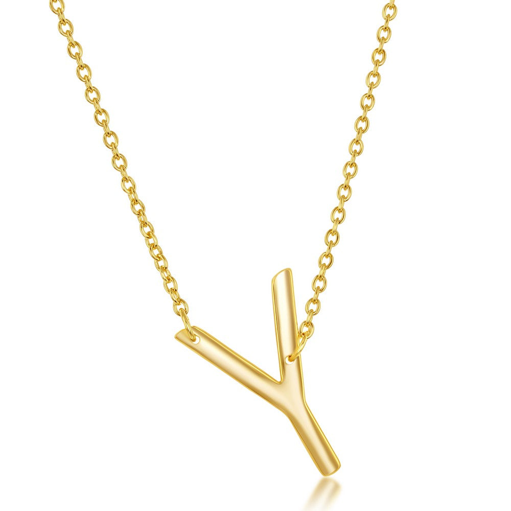 Sterling Silver Sideways Initial Necklace - Gold Plated