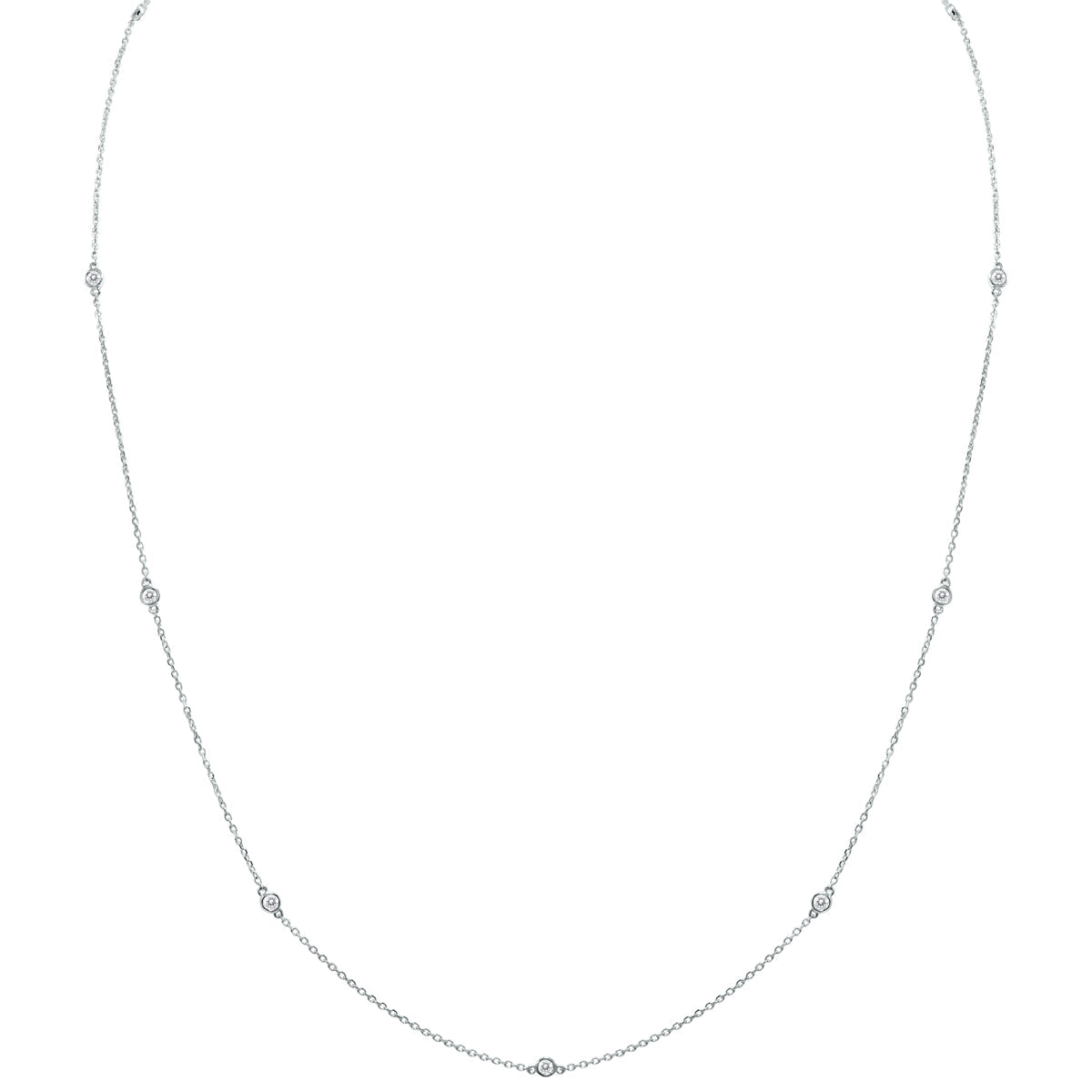 1/4 Carat Tw Bezel Set Diamond Station Necklace In 14K