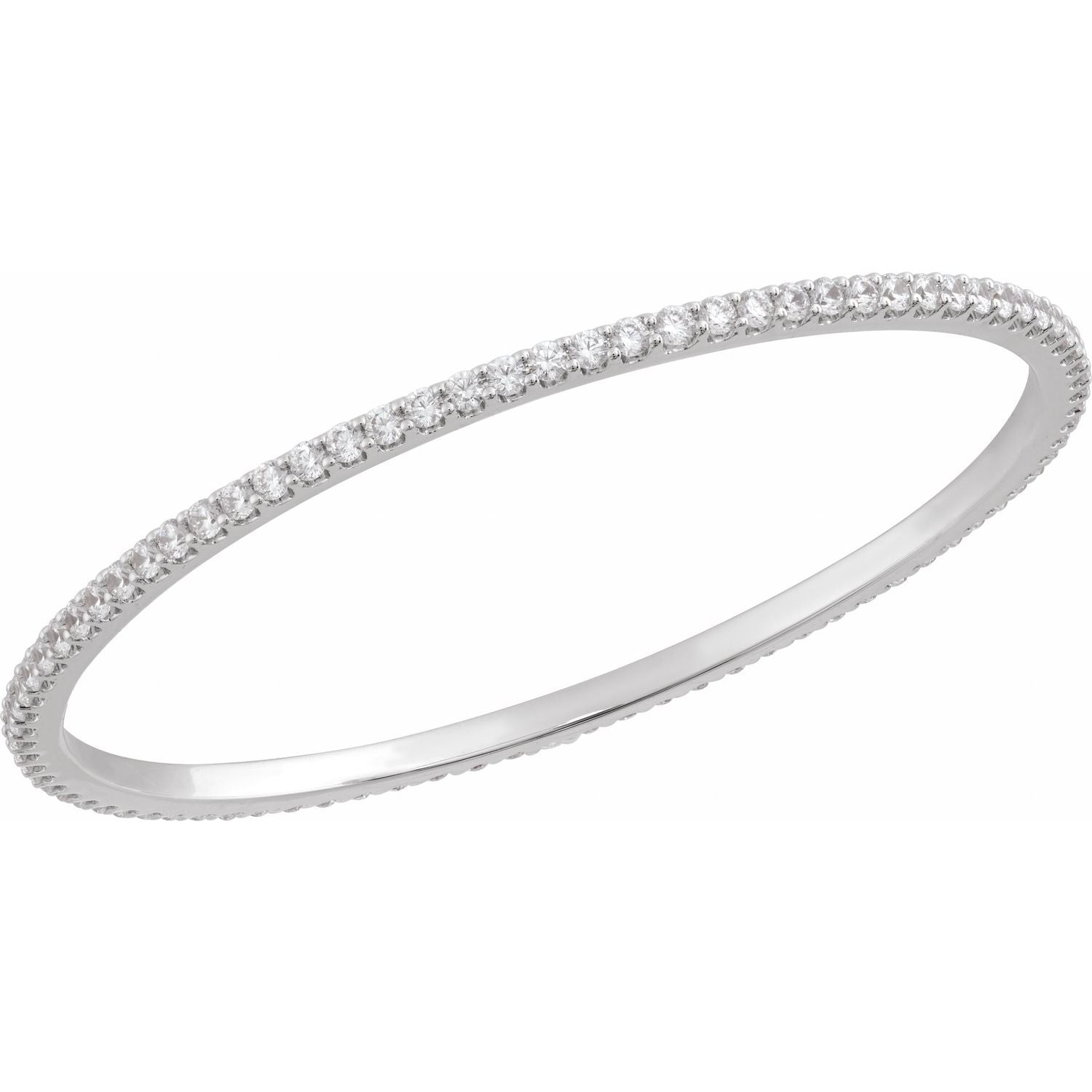 14k White Gold 5 Ctw Lab-grown Diamond Stackable Bangle Bracelet 8'