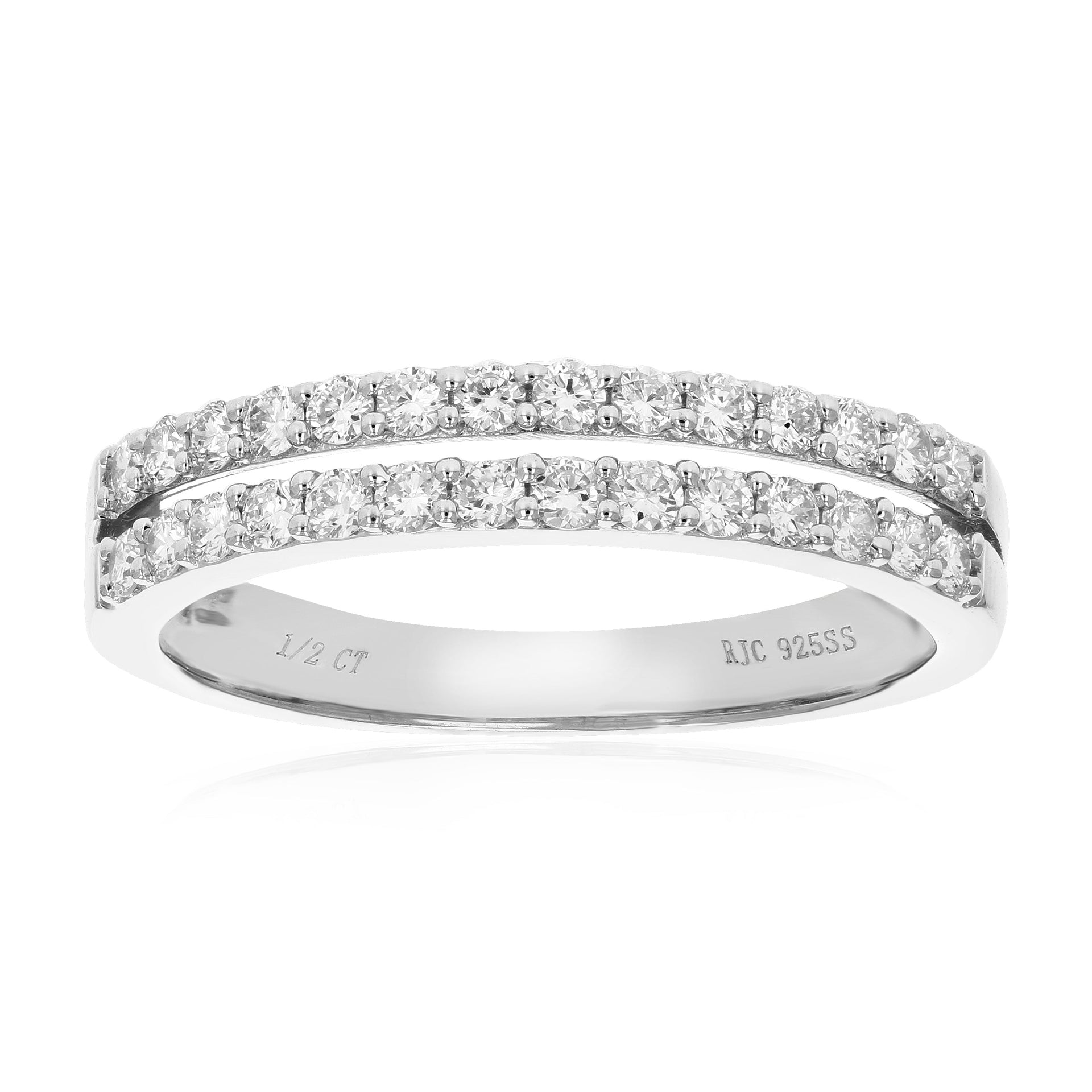 1/2 cttw 28 Stones Round Lab Grown Diamond Wedding Band .925 Sterling Silver Prong Set