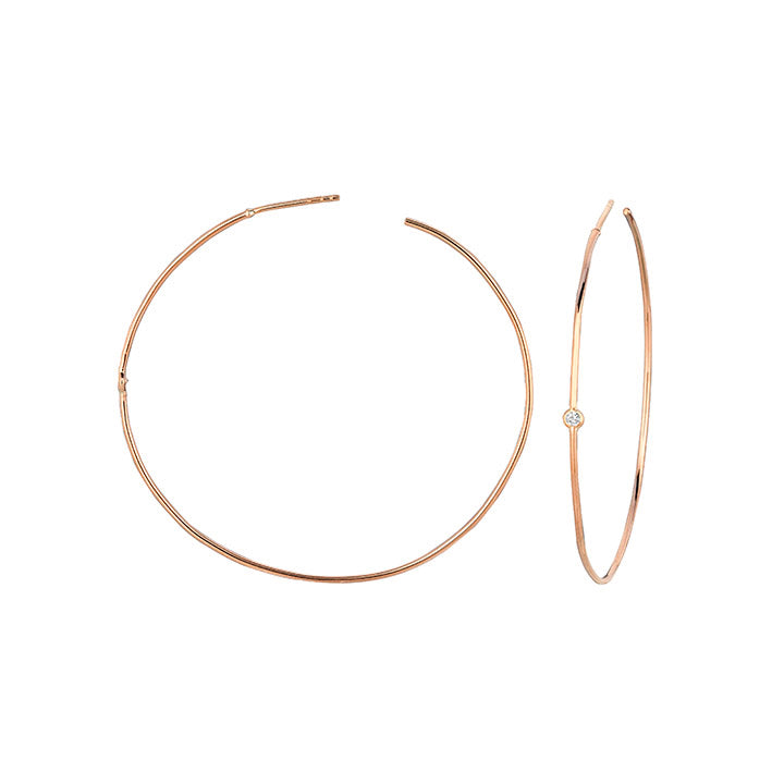 Single Diamond Hoop Earrings