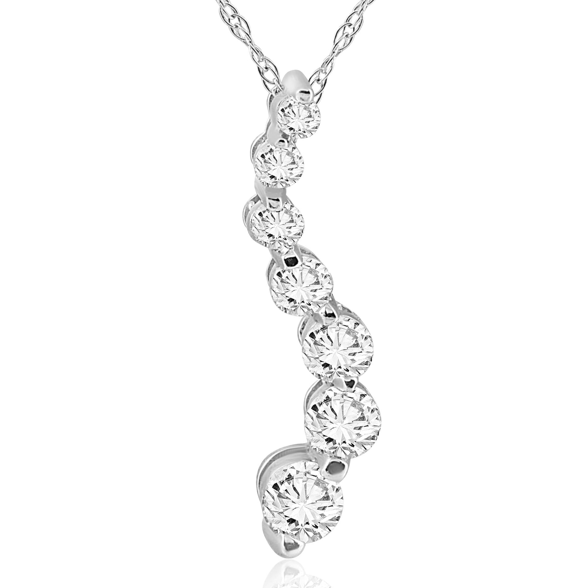 1/2 CT Diamond Journey Pendant 14K White Gold