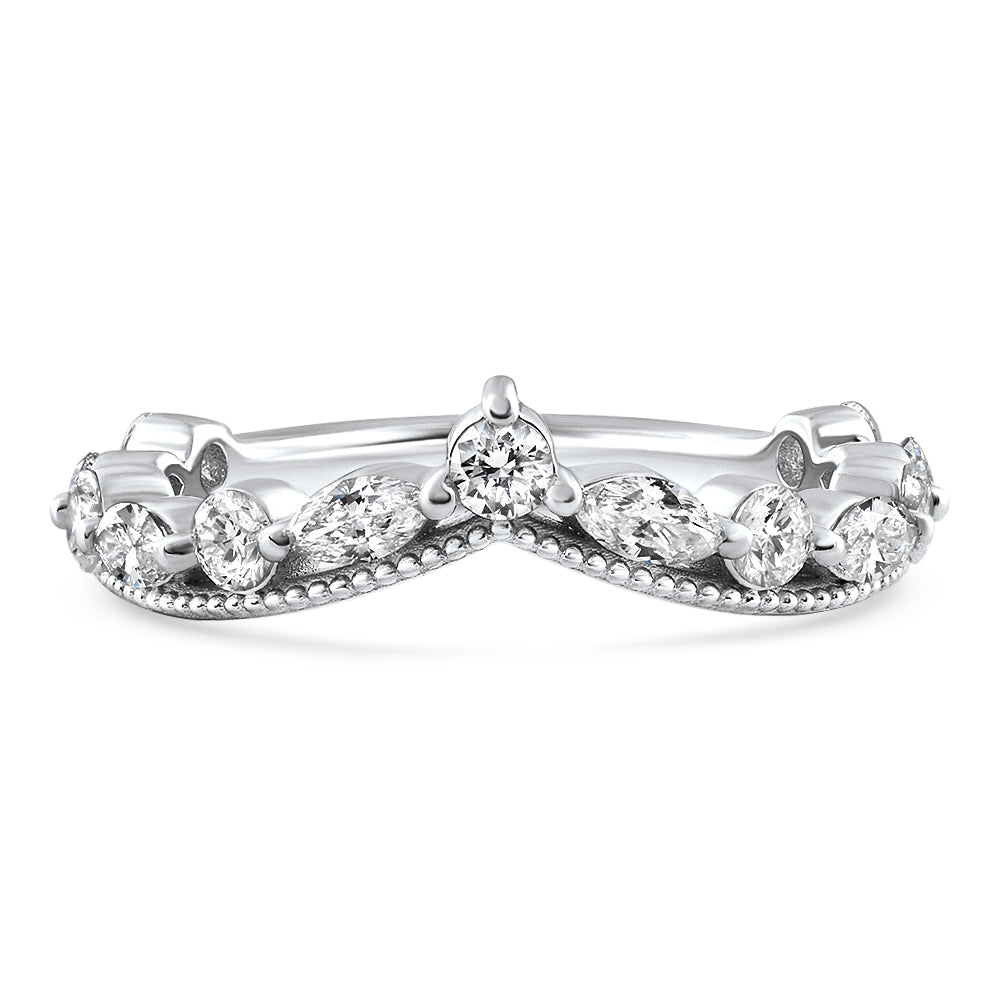 1/10Ct Diamond Wedding Contour 1Ct Fancy MAnniversary Ring in 14k Gold Lab Grown