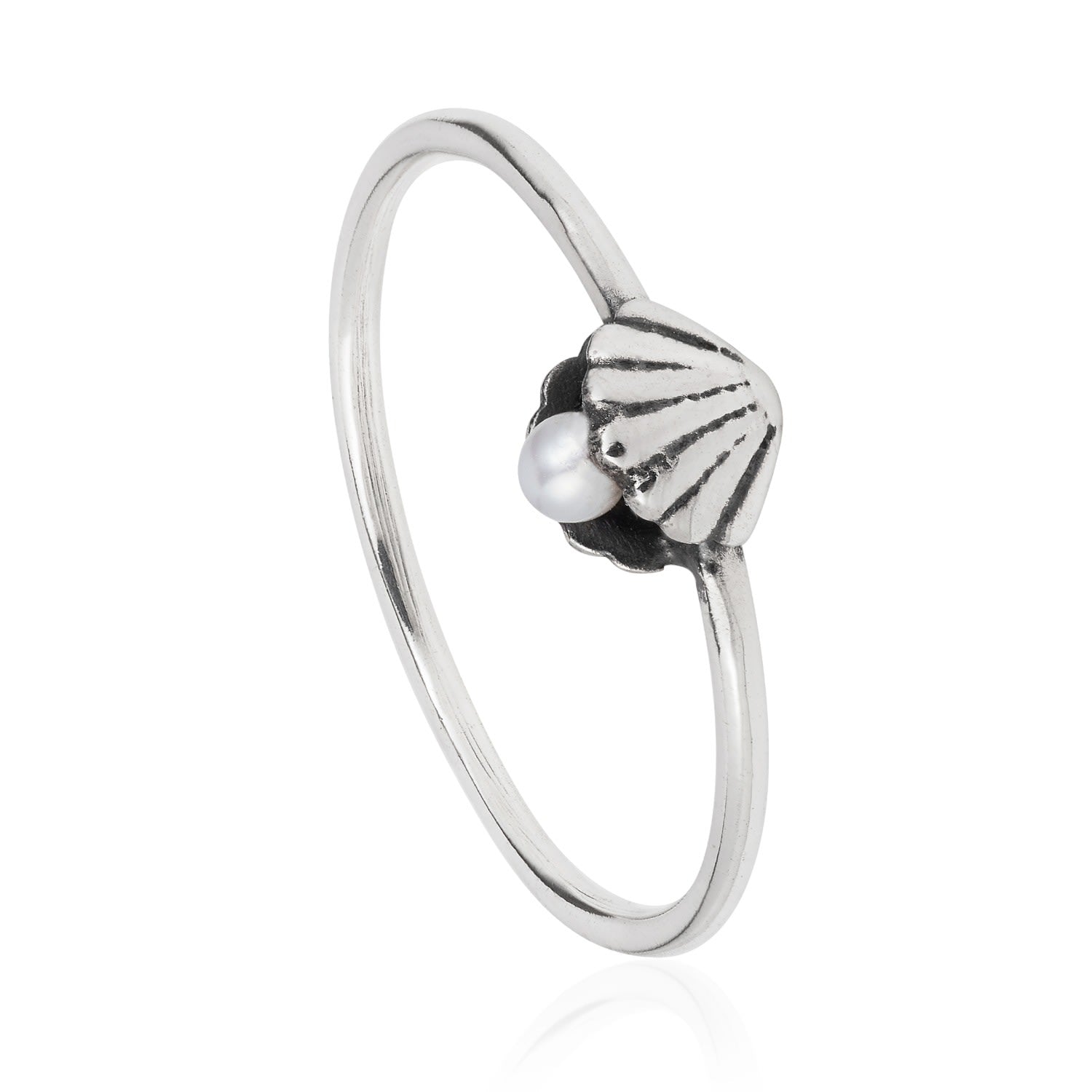 Shell & Pearl Ring Silver