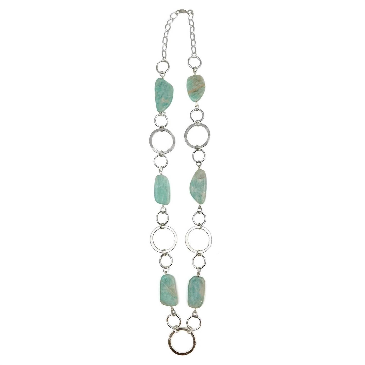 Women's Amazonite Necklace And Earring Ensemble Set In Silver