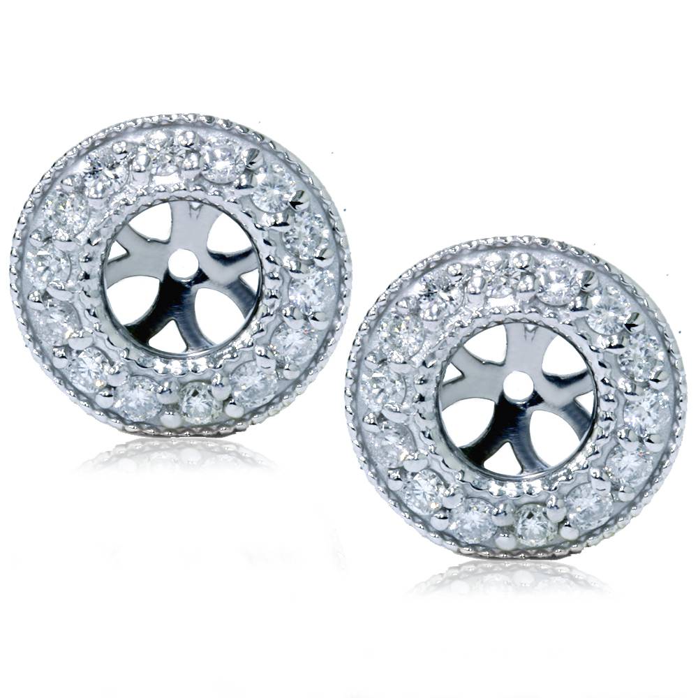 1/2 CT Halo Diamond Earring Jackets 14K White Gold (2-5mm)