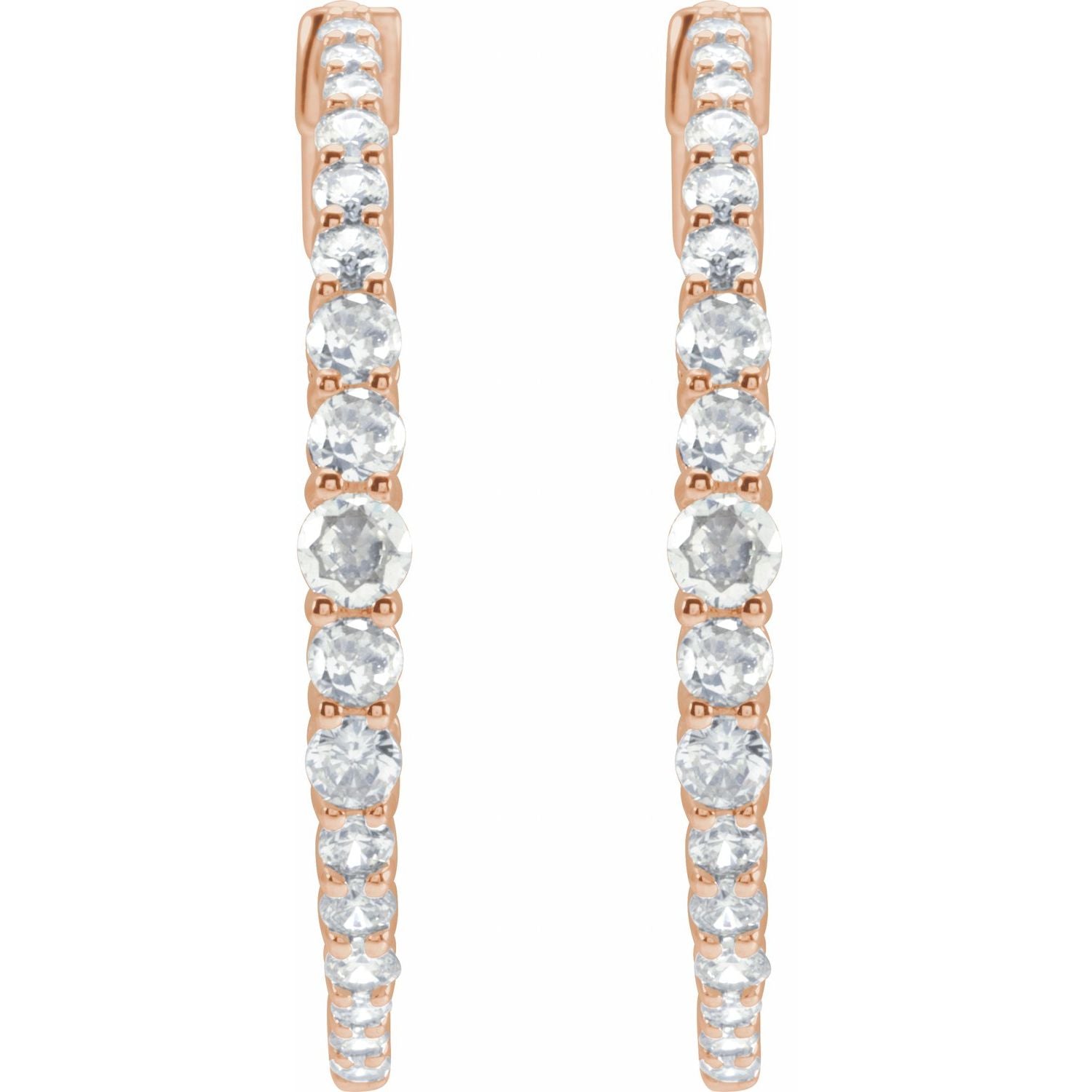 14K Gold 1 1/3ct Lab-grown Diamond Hoop Earrings Clarity I1 Color G-H