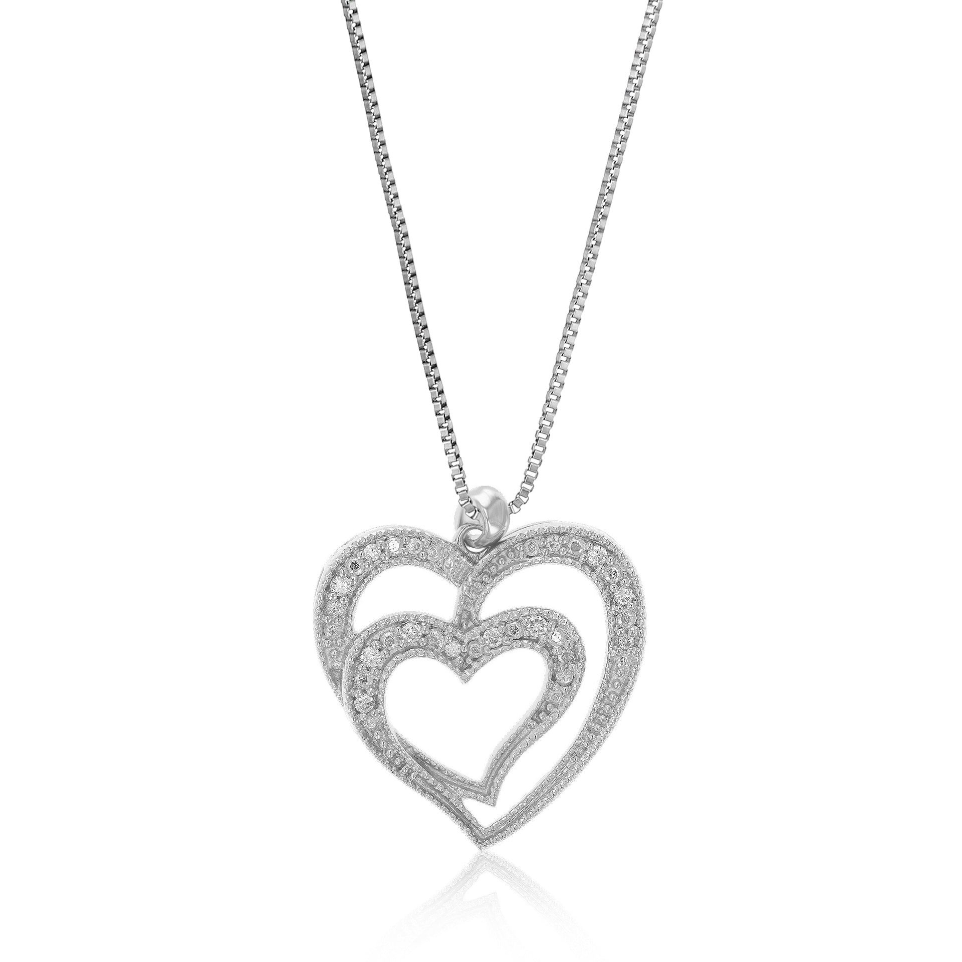 1/10 cttw Lab Grown Diamond Pendant Necklace .925 Sterling Silver 3/4 Inch With 18 Inch Chain