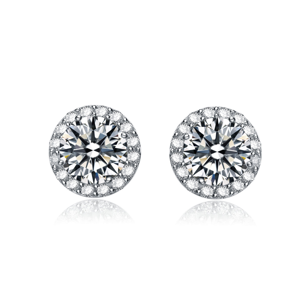Sterling Silver Cubic Zirconia Round Stud Earrings