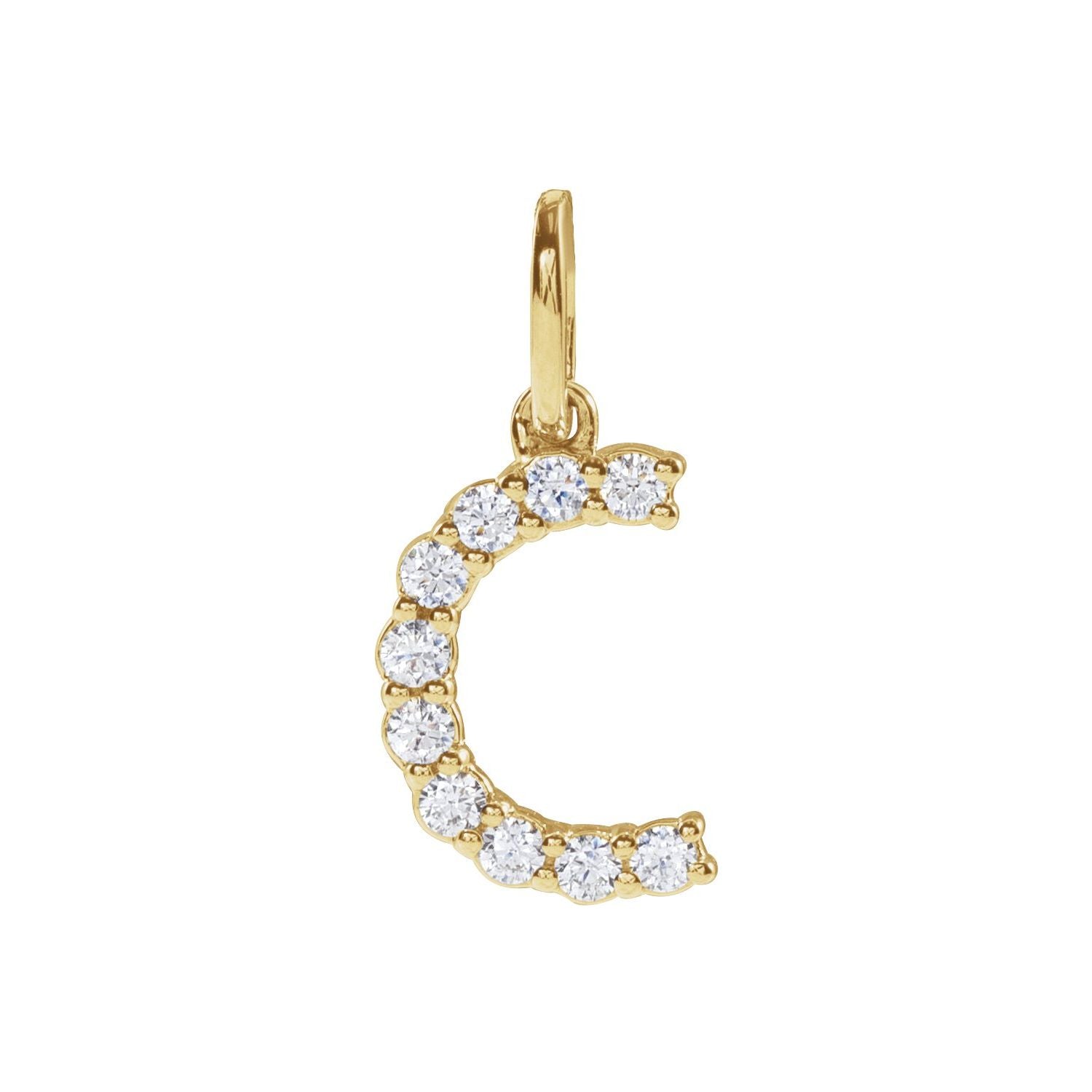 14k Gold 1/6ct Lab-grown Diamond Initial C Pendant