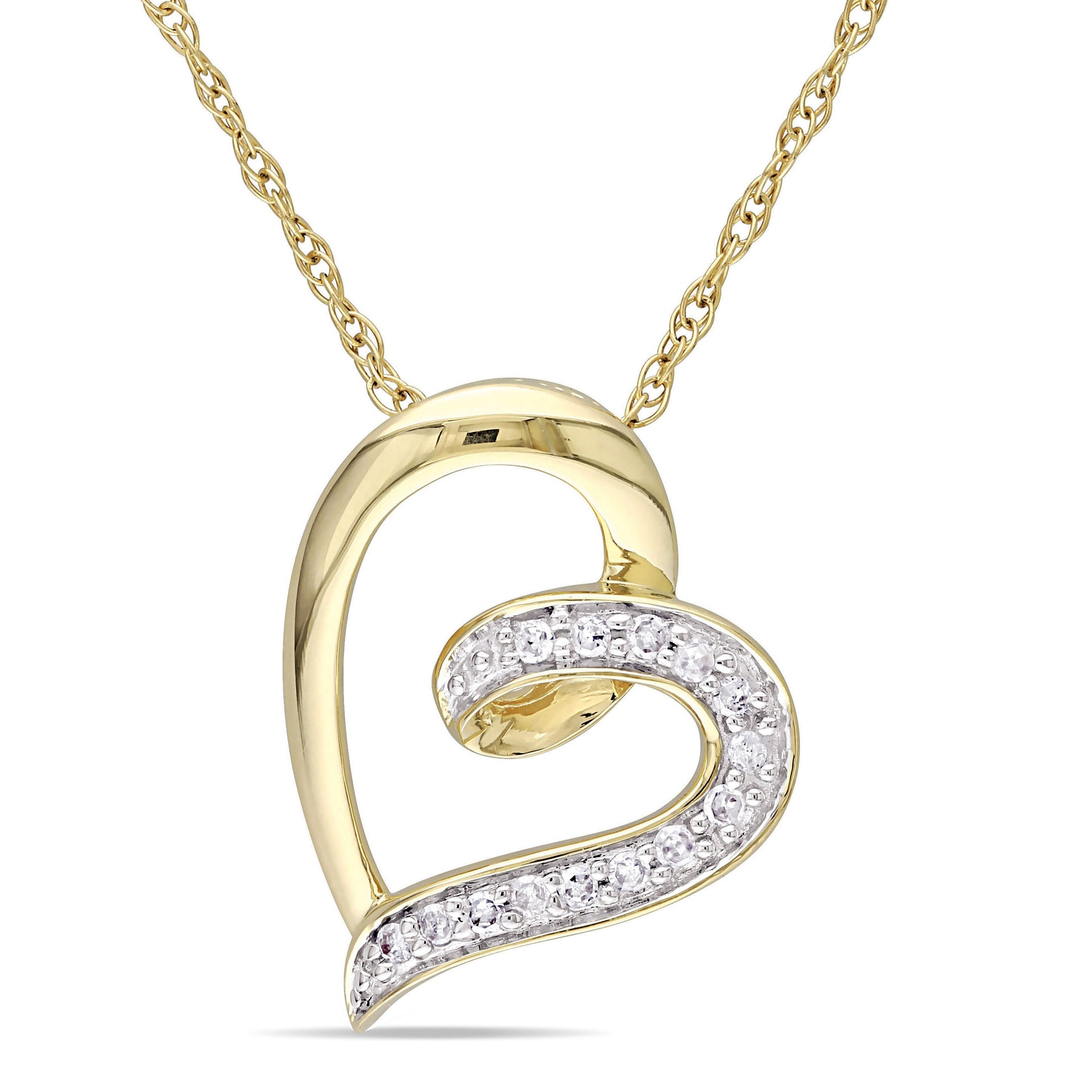 Diamond Heart Necklace in 10k Yellow Gold