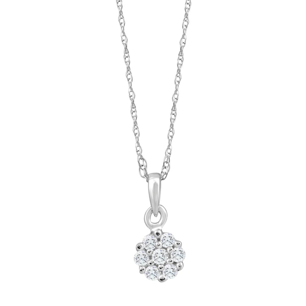 Small Pave Real Diamond Pendant 10k White Gold 18' Women's Necklace