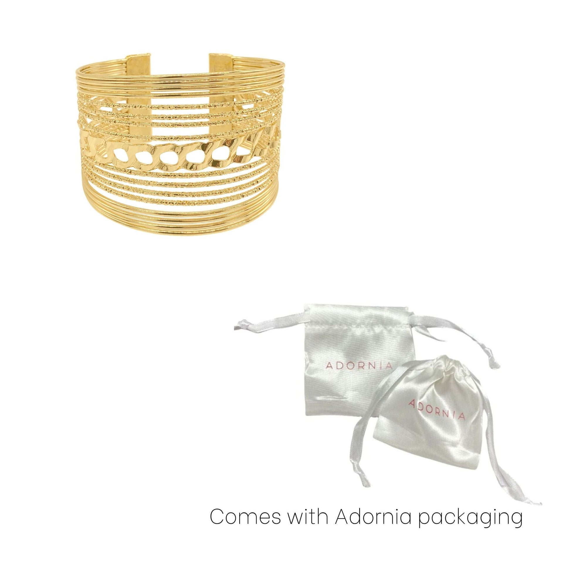 14k Gold Plated Multi Strand Cuff Bracelet