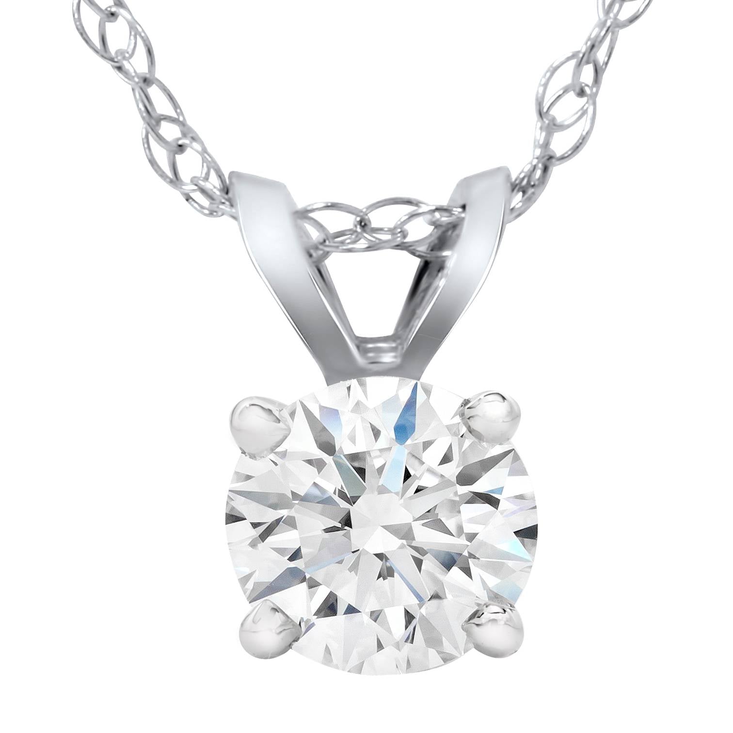 5/8 ct Lab Grown Diamond Round Solitaire Pendant 14K White Gold