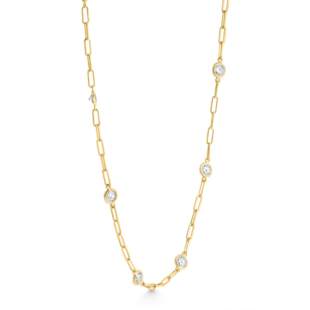 4ct Diamond 14k Yellow Gold 18' Paper Clip Diamonds By Yard Necklace Lab Grown