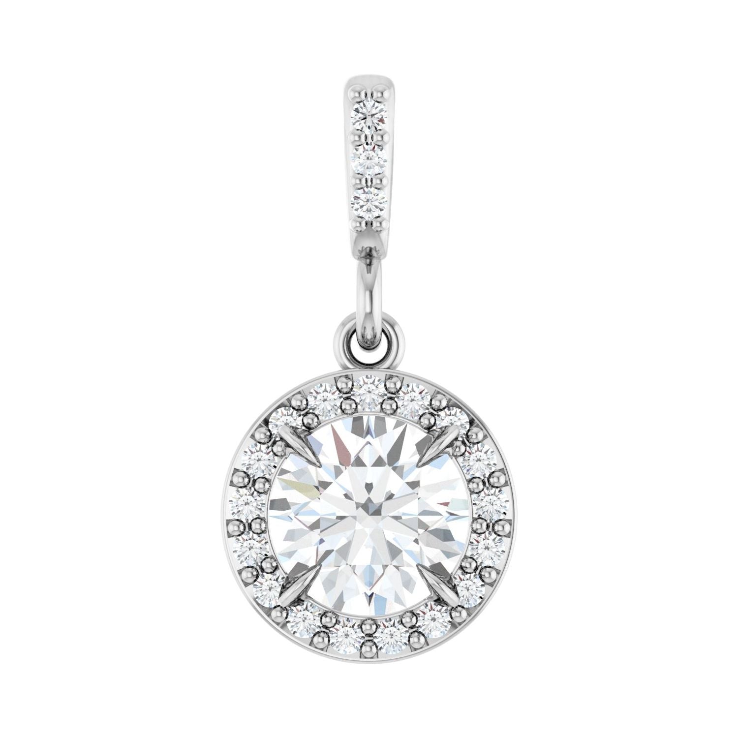 14k White Gold 5/8ct Lab-grown Diamond Halo-style Pendant