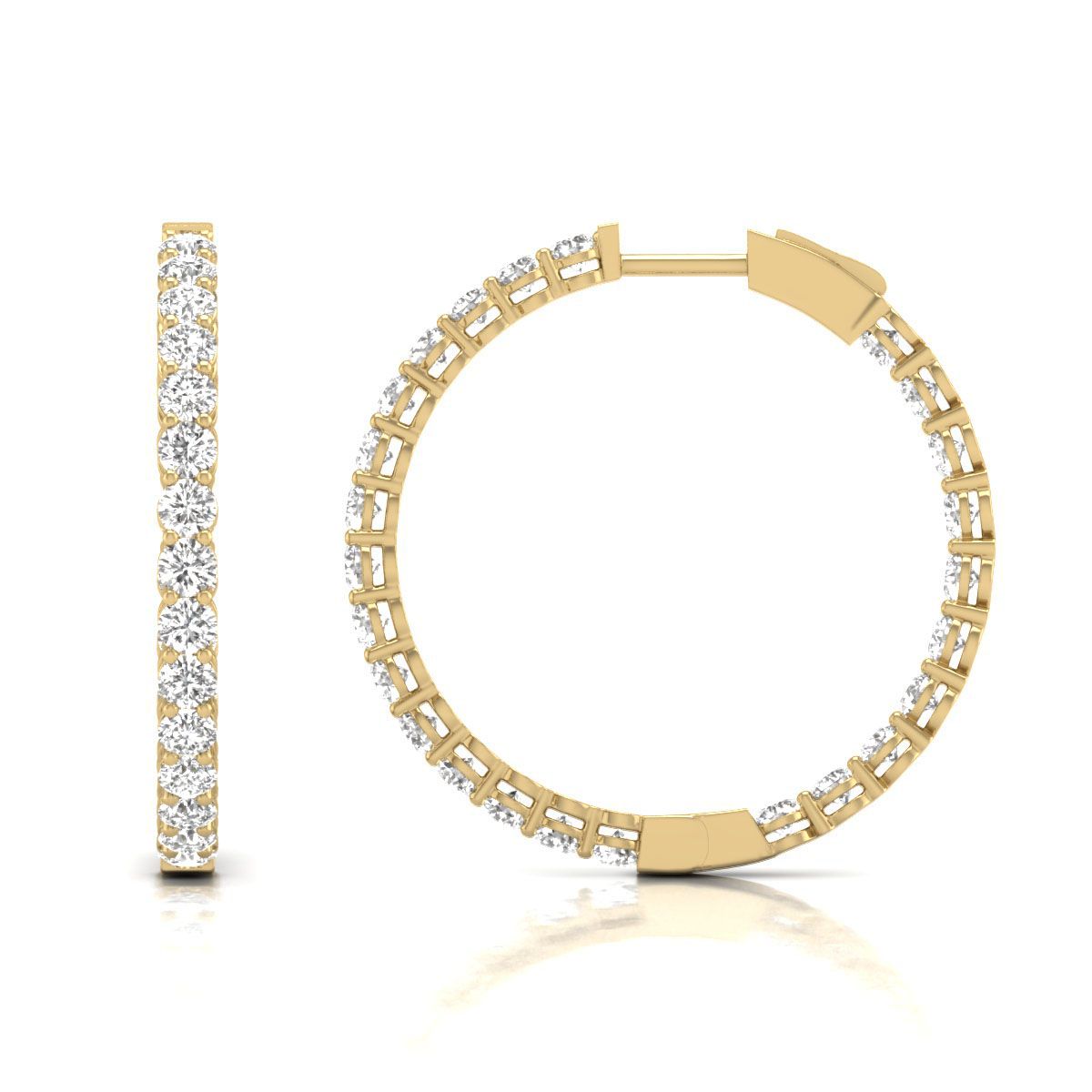 Diana M Lab 14KT YG 10CT TW Round In & Out Hoop Earring