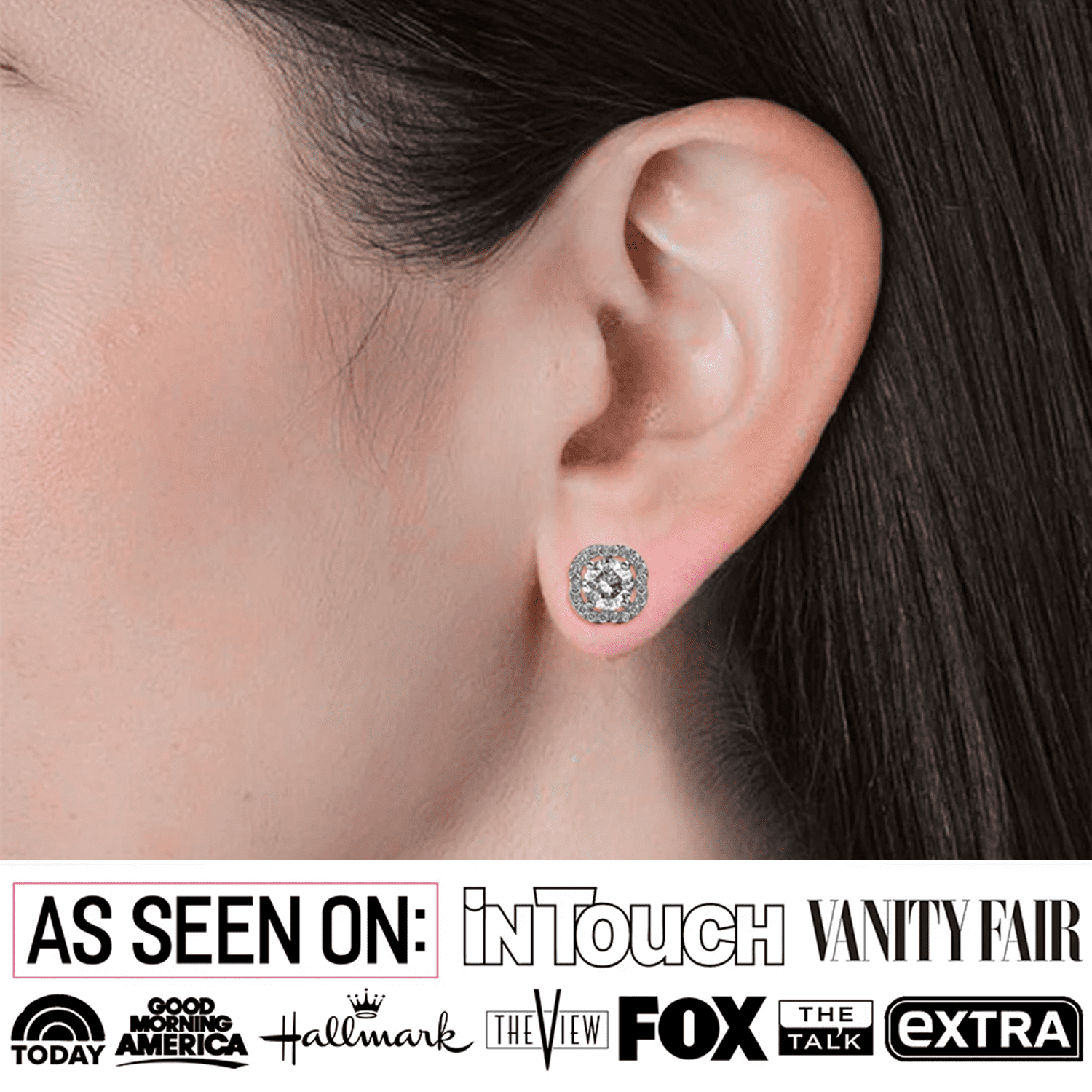 Haddie 18k White Gold Plated 2-in-1 Halo Stud Earrings with Swarovski Crystals