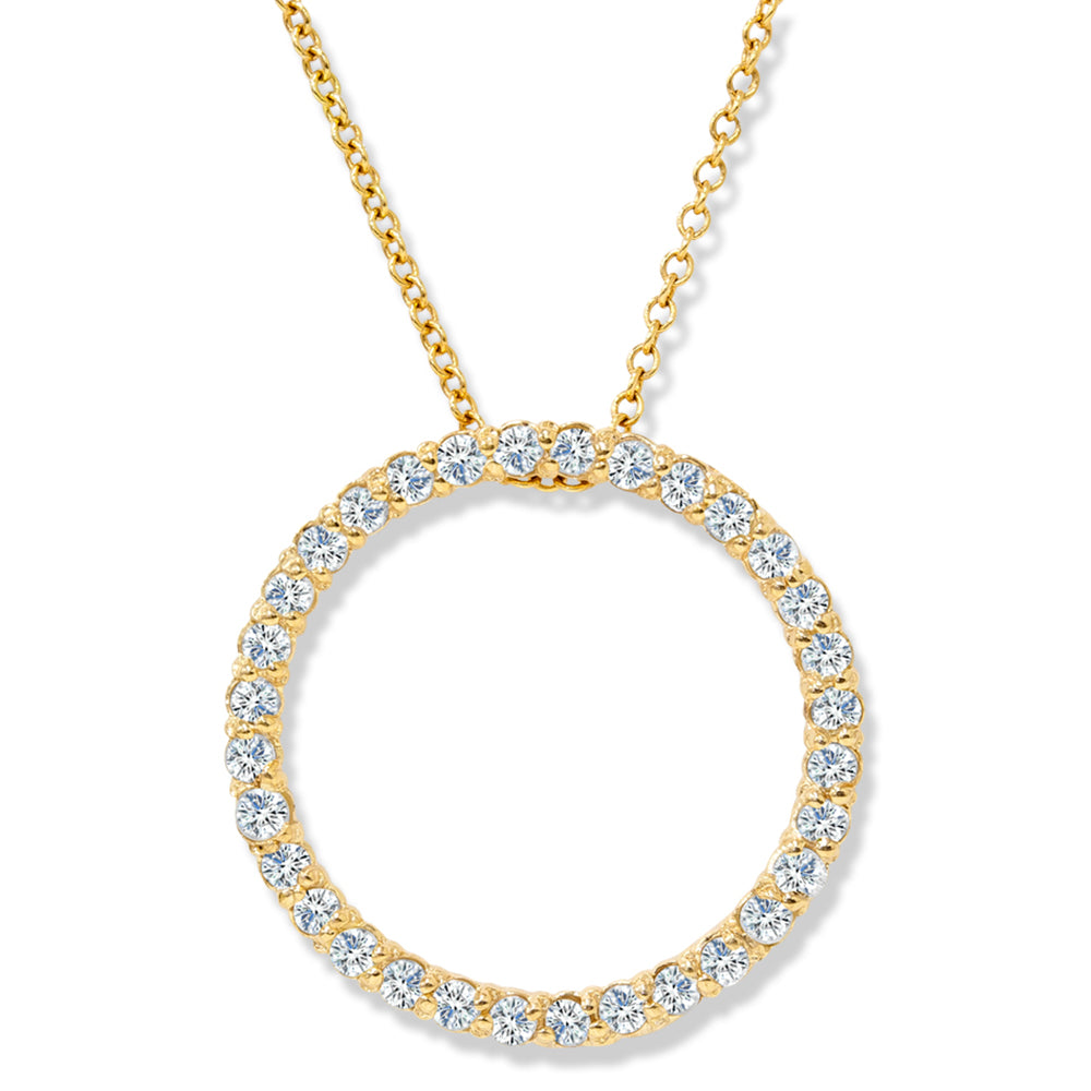 1/2 CT Circle Of Life Lab Grown Diamond Pendant Yellow Gold Necklace