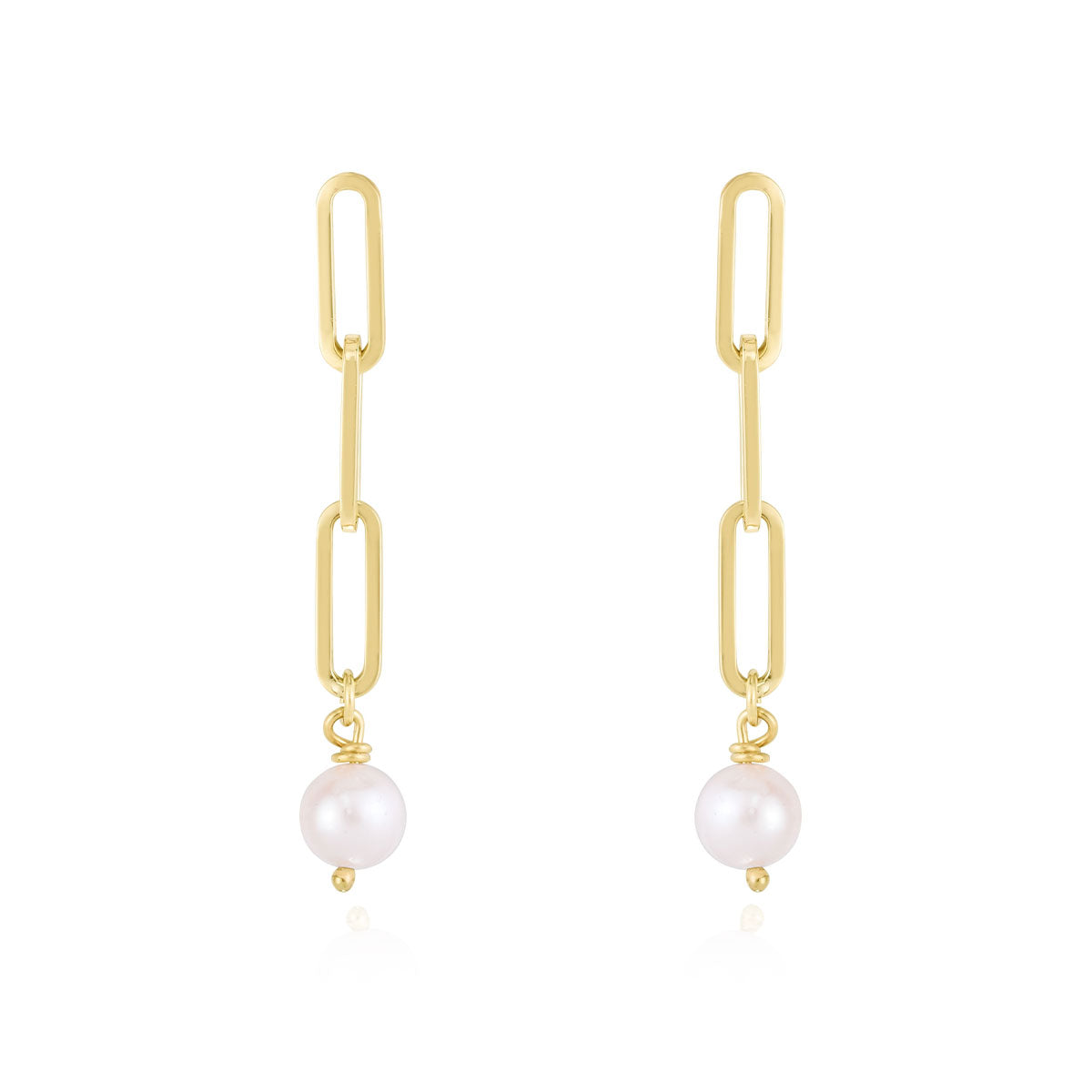 Pearl Paperclip Link Earrings