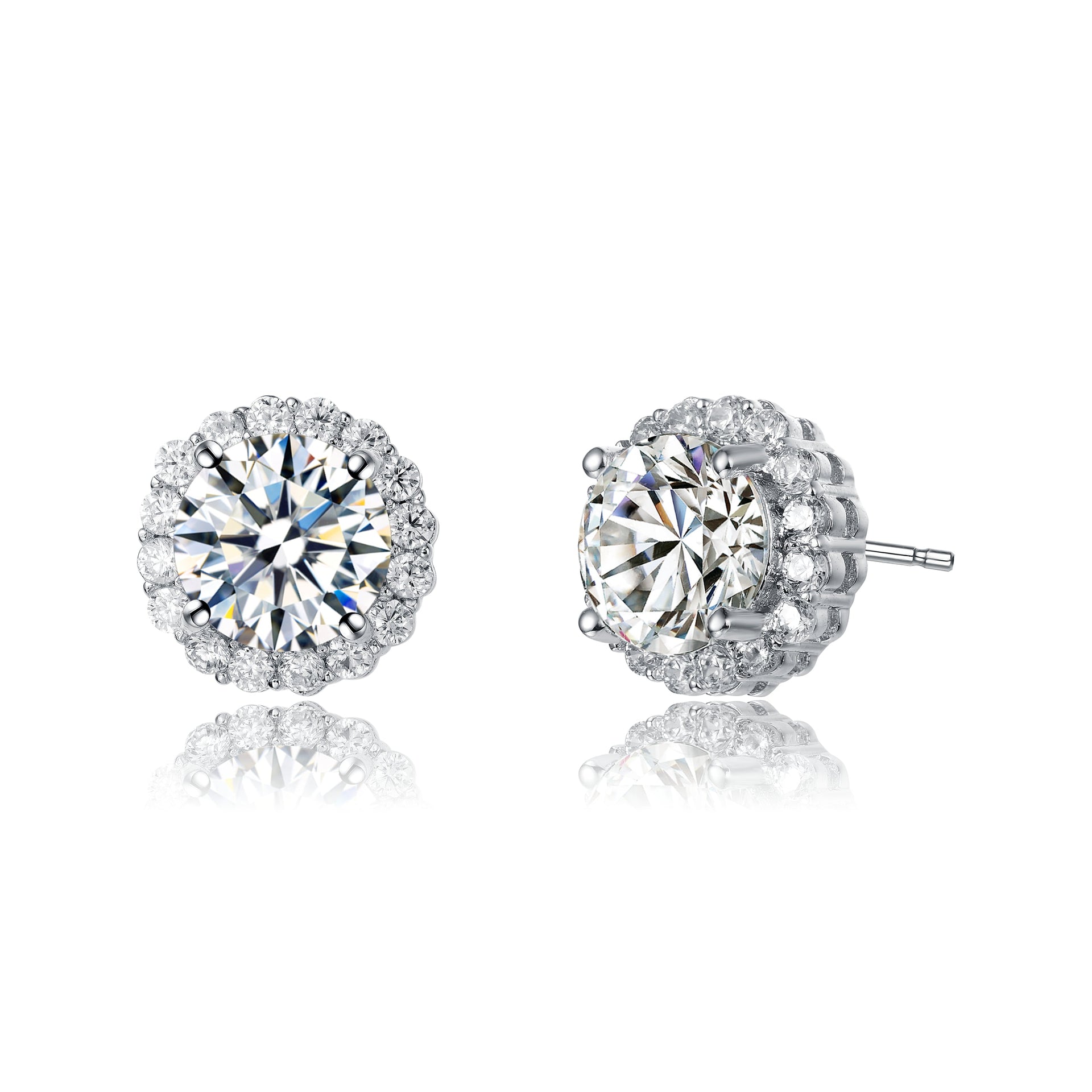 Ra White Gold Plated Cubic Zirconia Round Earrings