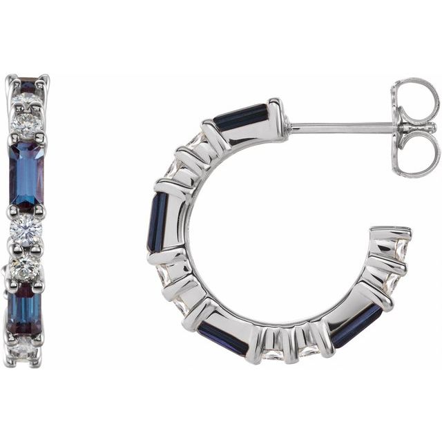 1.2Ct Lab-grown and Natural Diamond Hoop Earrings in 14K White Gold