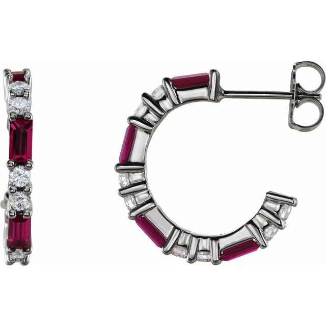 1.2Ct Lab-grown and Natural Diamond Hoop Earrings in 14K White Gold