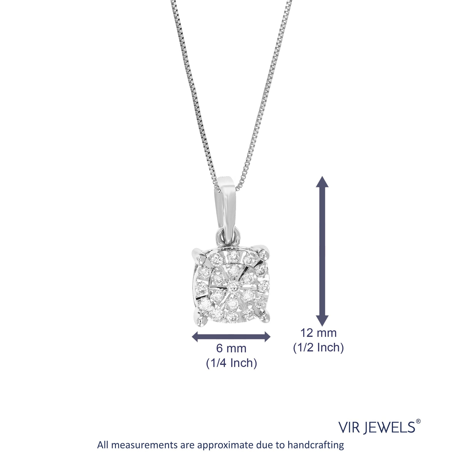 1/10 cttw Lab Grown Diamond Accent Pendant Necklace .925 Sterling Silver 1/4 Inch With 18 Inch Chain