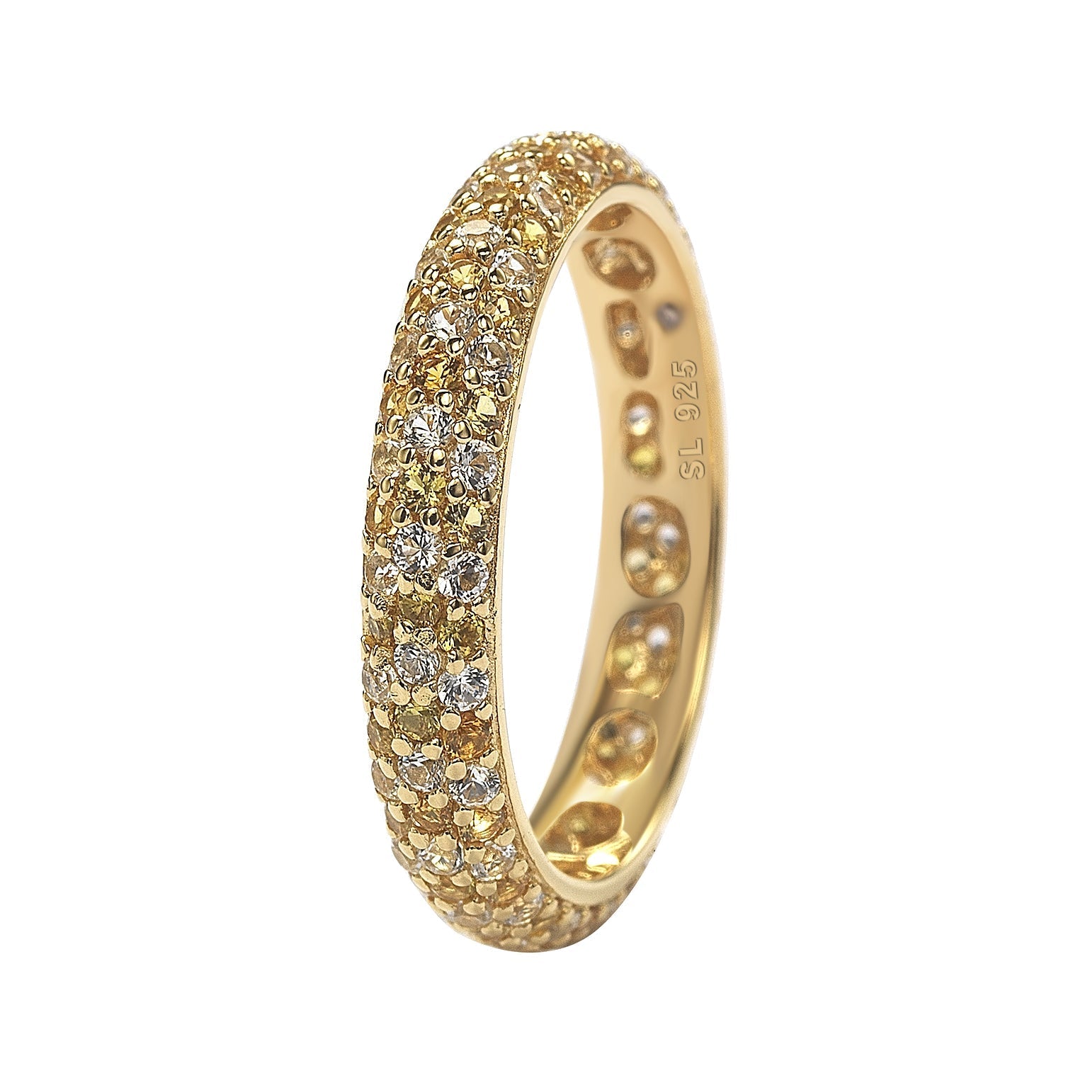 Suzy Levian Yellow Sapphire & Diamond Accent Pave Eternity Band