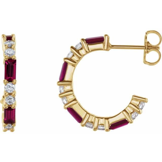 1.2Ct Lab-grown and Natural Diamond Hoop Earrings in 14K White Gold