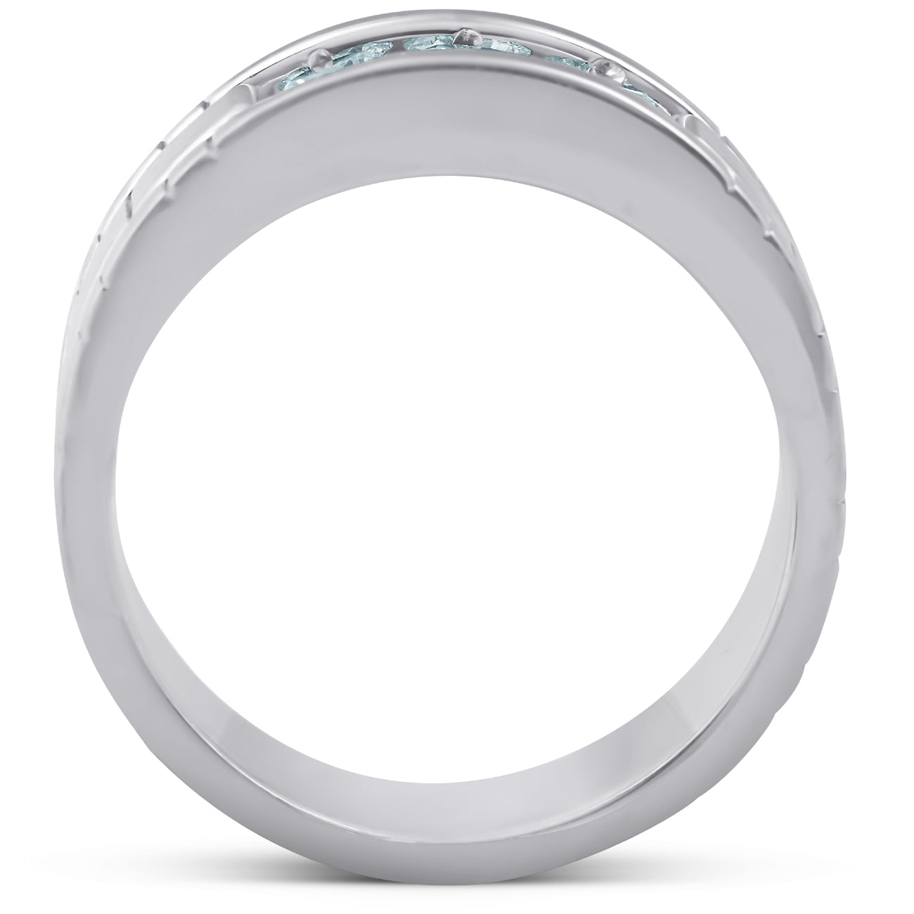 10k White Gold 1 Ct Three Stone Mens Heavy Weight Anniversary Ring