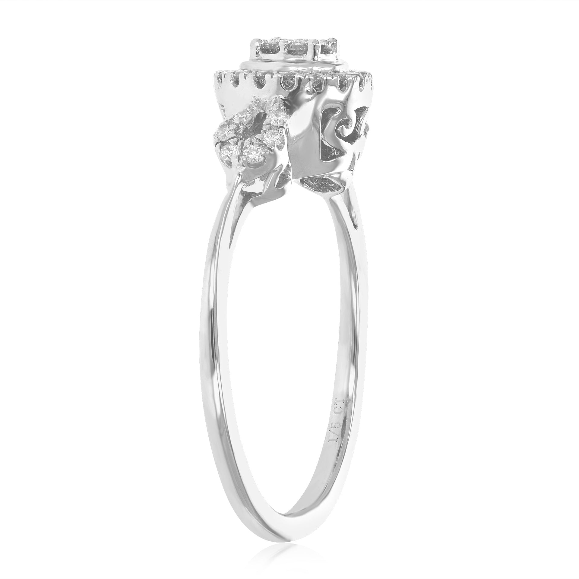 1/5 cttw Round Cut Lab Grown Diamond Engagement Ring .925 Sterling Silver Prong Set