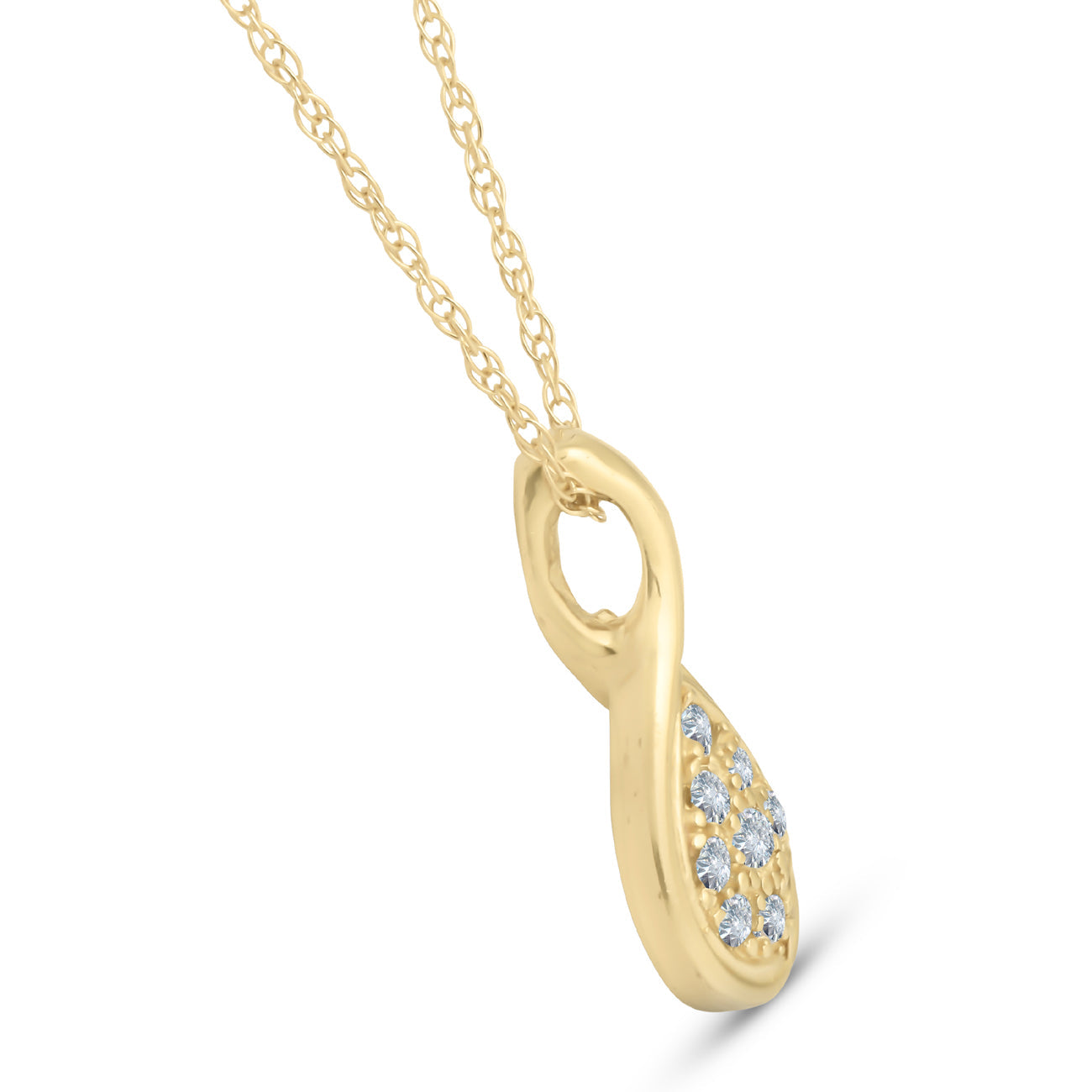 1/10ct Pave Teardrop Solitaire Diamond Pendant 10K Yellow Gold